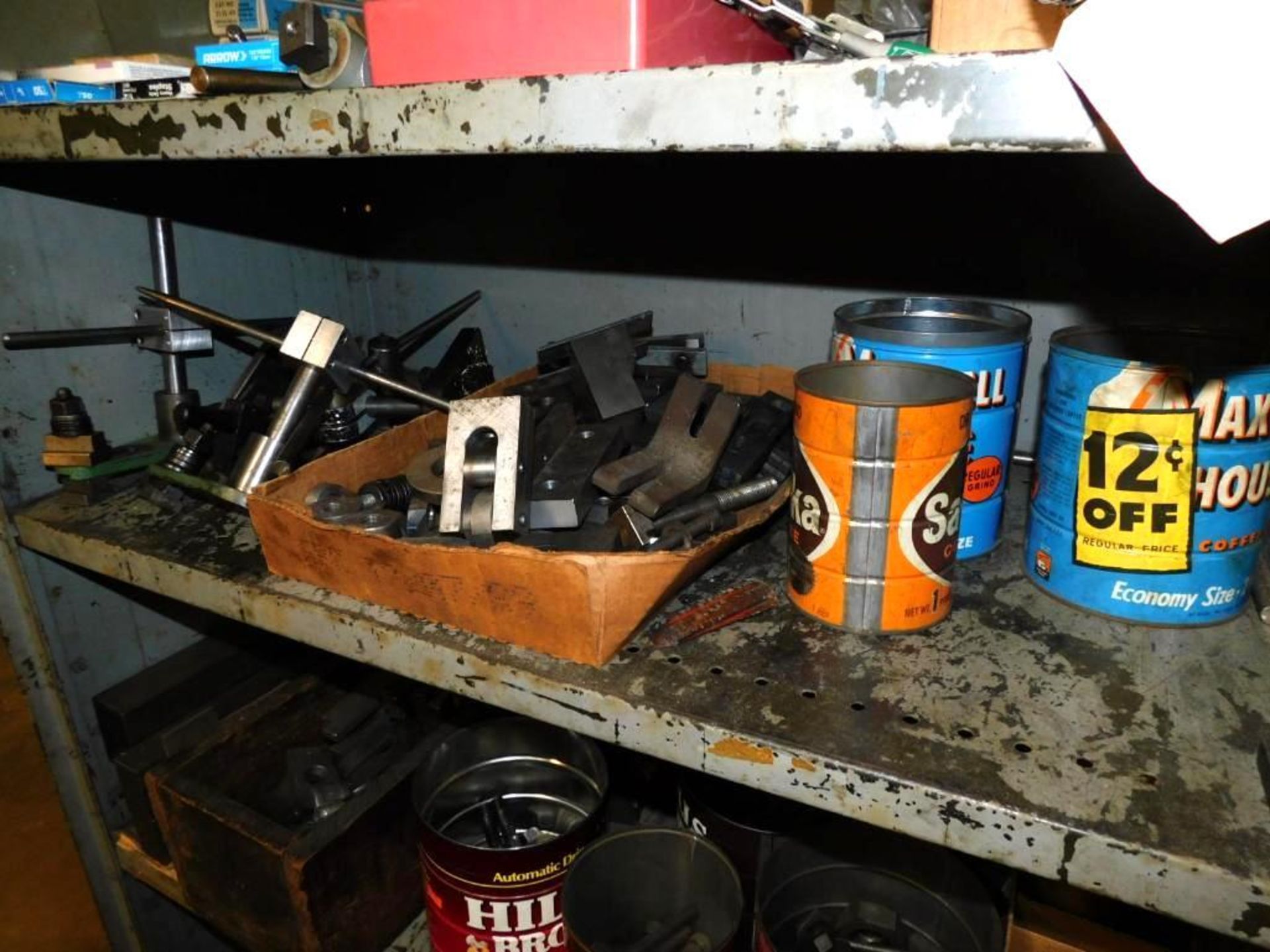 LOT: Metal Shelf w/Contents of Assorted Hardware, Steel Shim, Clamping Accessories, Hold Down Hardwa - Image 7 of 10