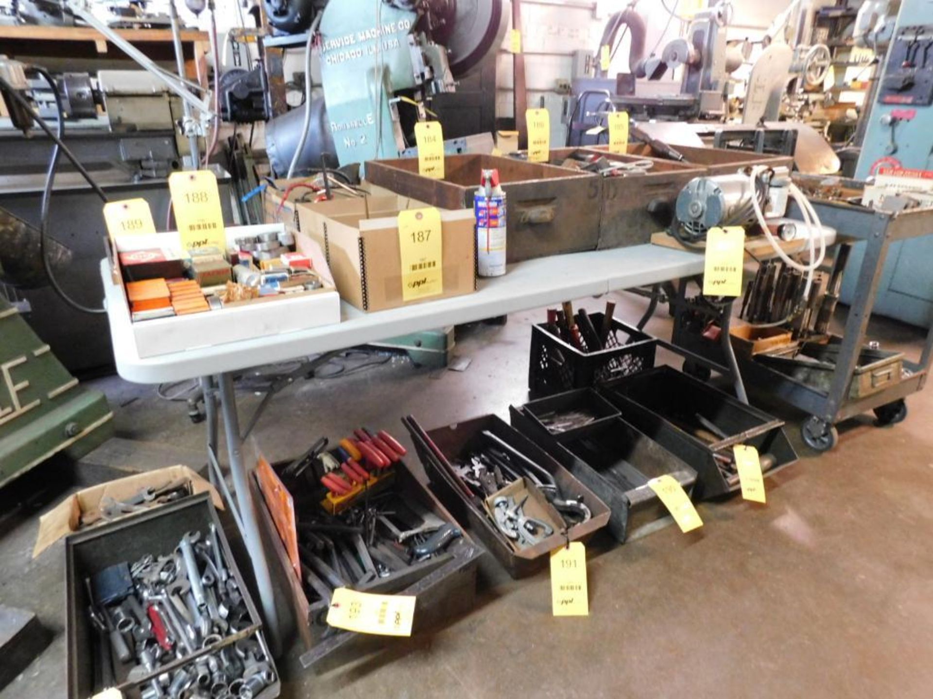 LOT: (2) 3-Tier Rolling Shop Carts, (1) Rolling Shop Cabinet (NO CONTENTS) - Image 4 of 7