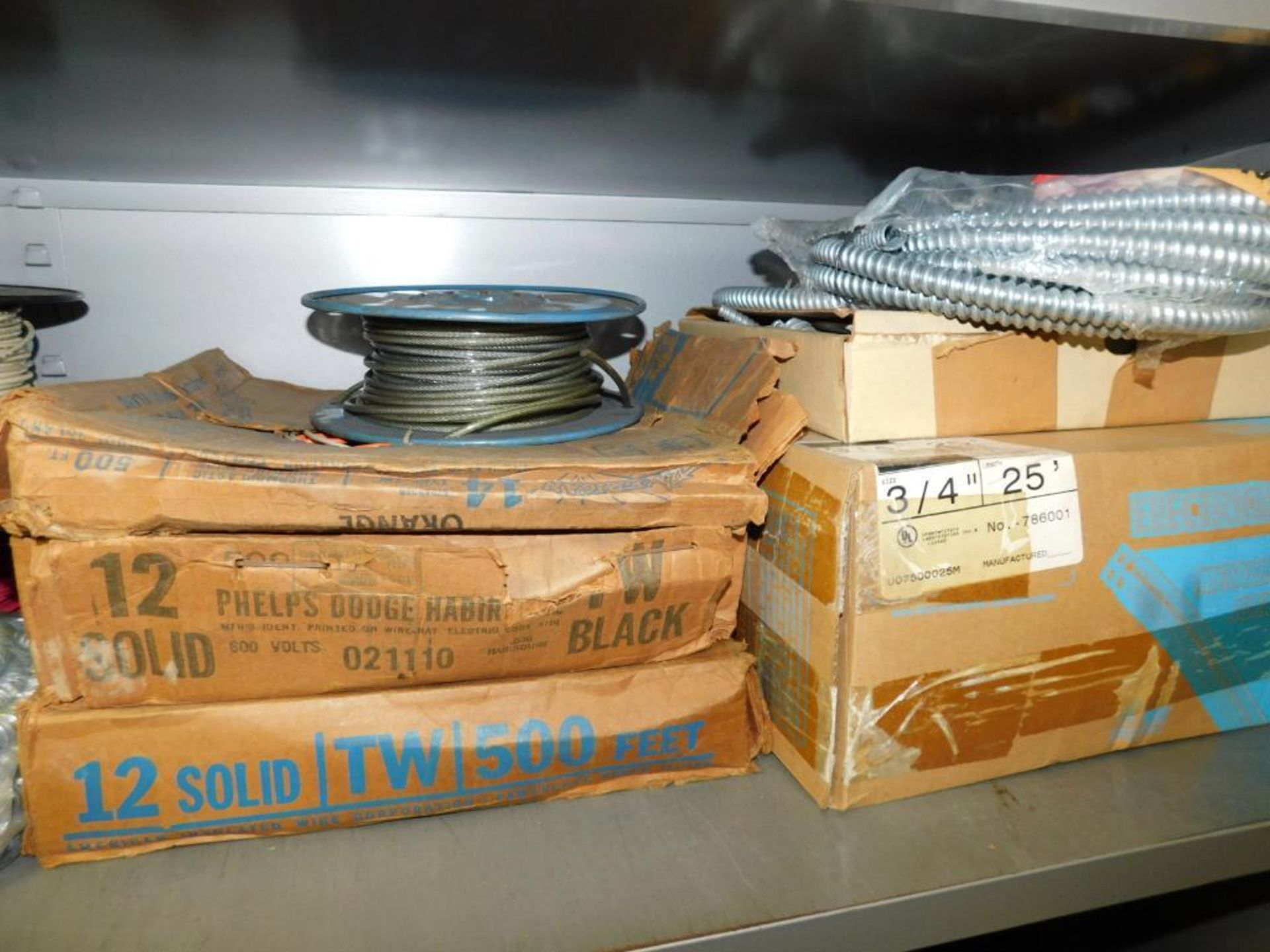 LOT: Cabinet w/Contents, Flexible Conduit, Insulated Wire, (3) Rolls Reflectix Staple Tab Insulation - Image 4 of 16