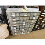LOT: (27) Drawer Parts/Hardware Cabinet w/Contents: Plumbing, Electrical Hardware, etc.