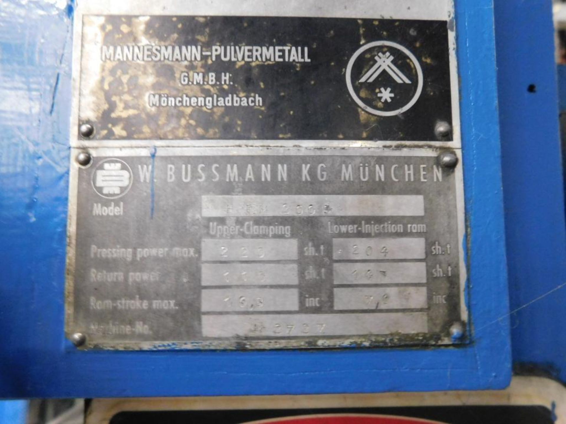 Bussmann Simetag 200 Ton Powder Compacting Press, Hydraulic, Model HPM-200S, S/N: M2727, 220 Tons Ma - Image 21 of 24