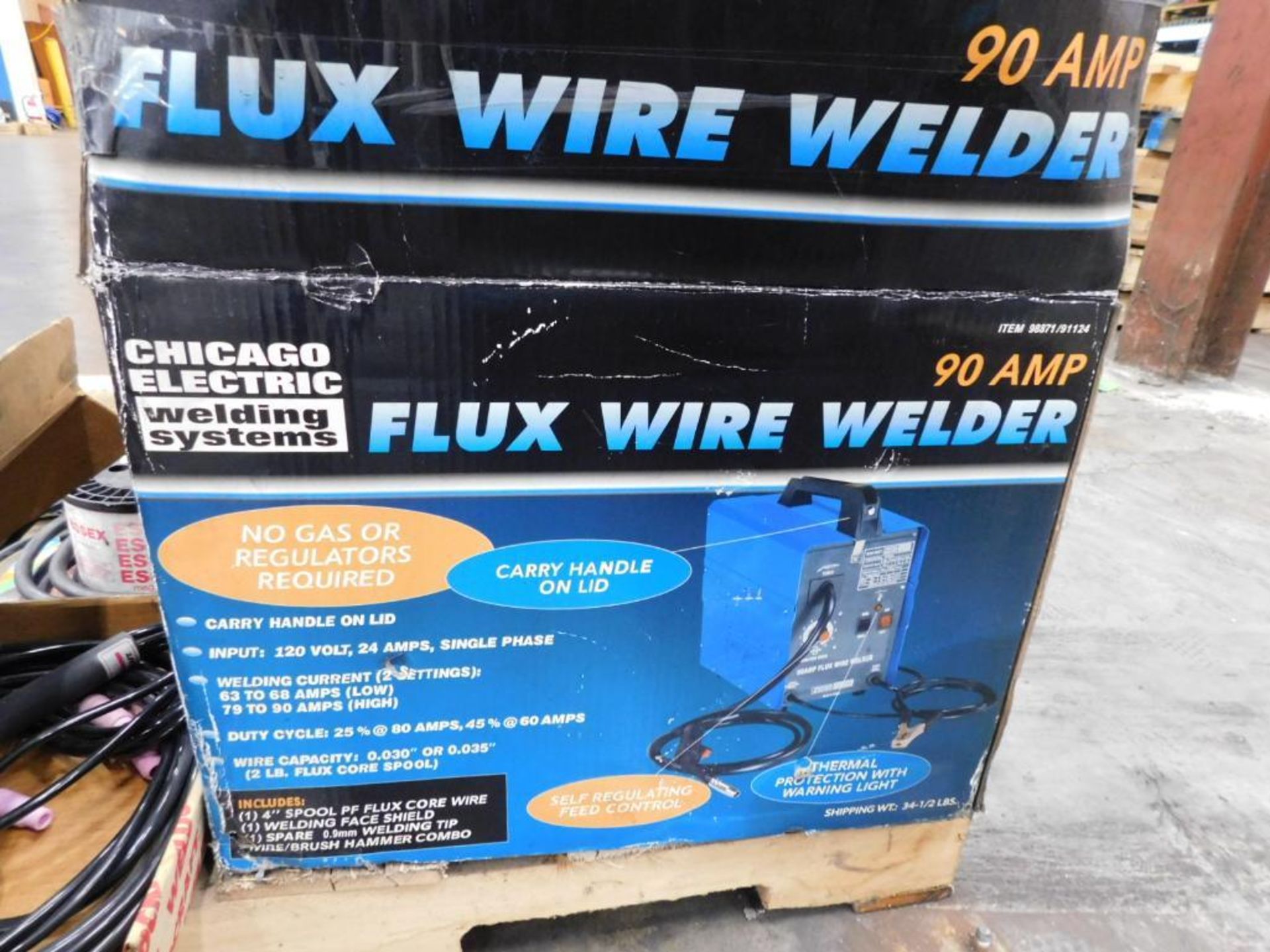 LOT: Chicago Electric Flux Wire Welder, 90 Amp., 120 Volt, 24 Amps, Single Phase, Assorted Welding W - Image 2 of 9