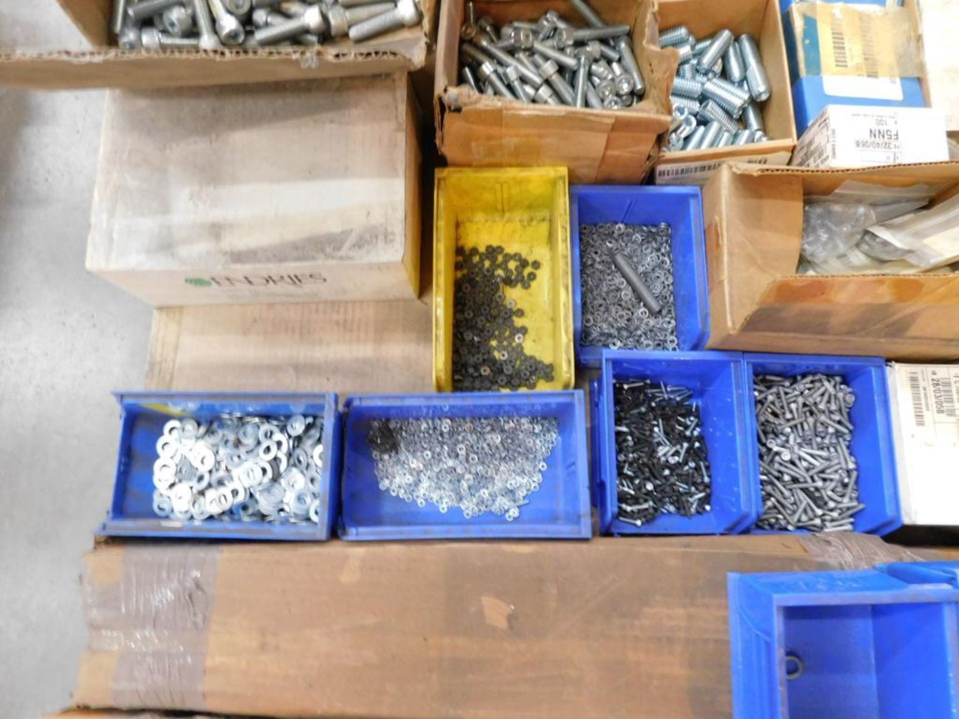 LOT: (1) Pallet of Assorted Hardware in Compartment Bins: Bolts, Nuts, Washer, etc. - Image 3 of 9