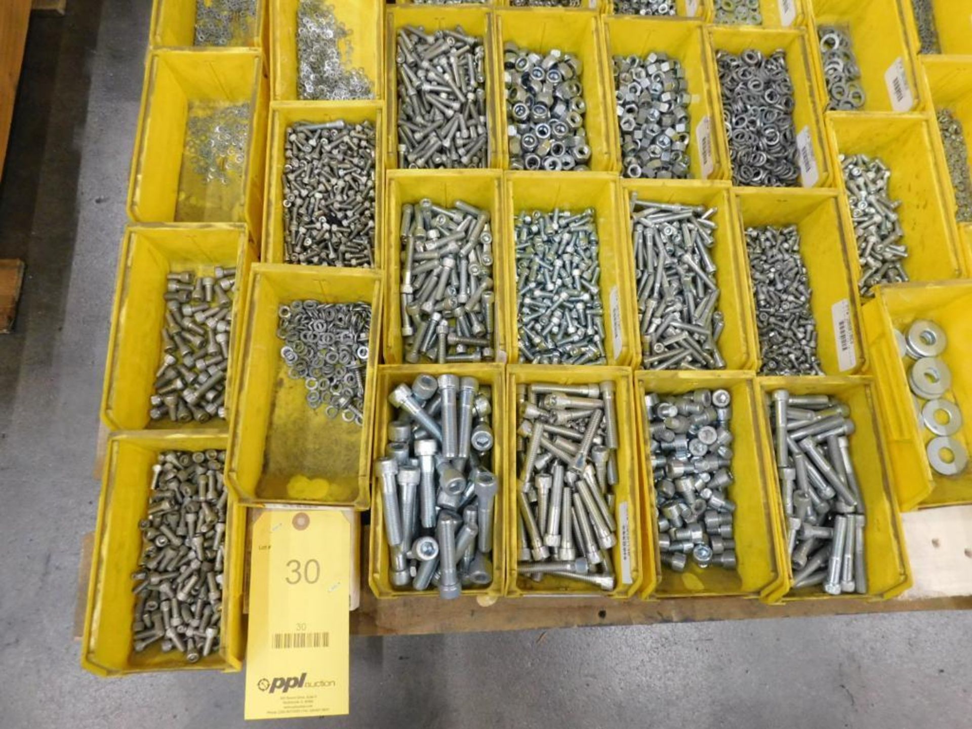LOT: (1) Pallet of Assorted Hardware in Compartment Bins: Bolts, Nuts, Washer, etc. - Image 3 of 8