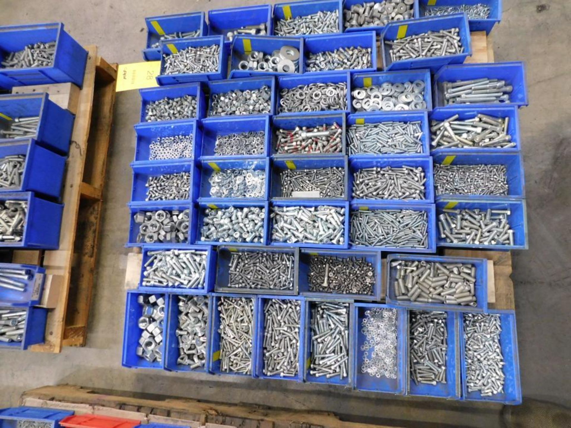 LOT: (1) Pallet of Assorted Hardware in Compartment Bins: Bolts, Nuts, Washer, etc. - Image 6 of 7