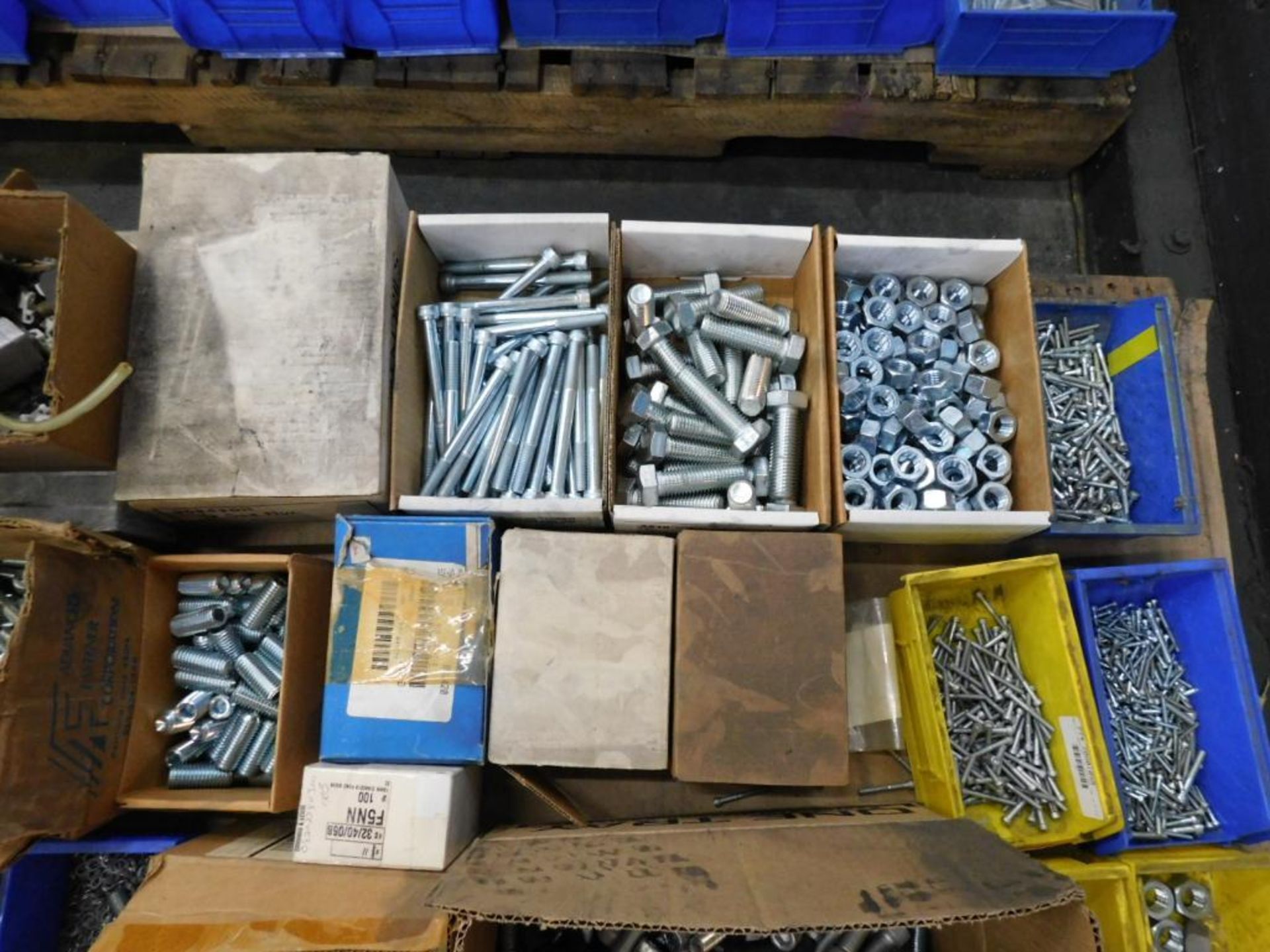 LOT: (1) Pallet of Assorted Hardware in Compartment Bins: Bolts, Nuts, Washer, etc. - Image 7 of 9