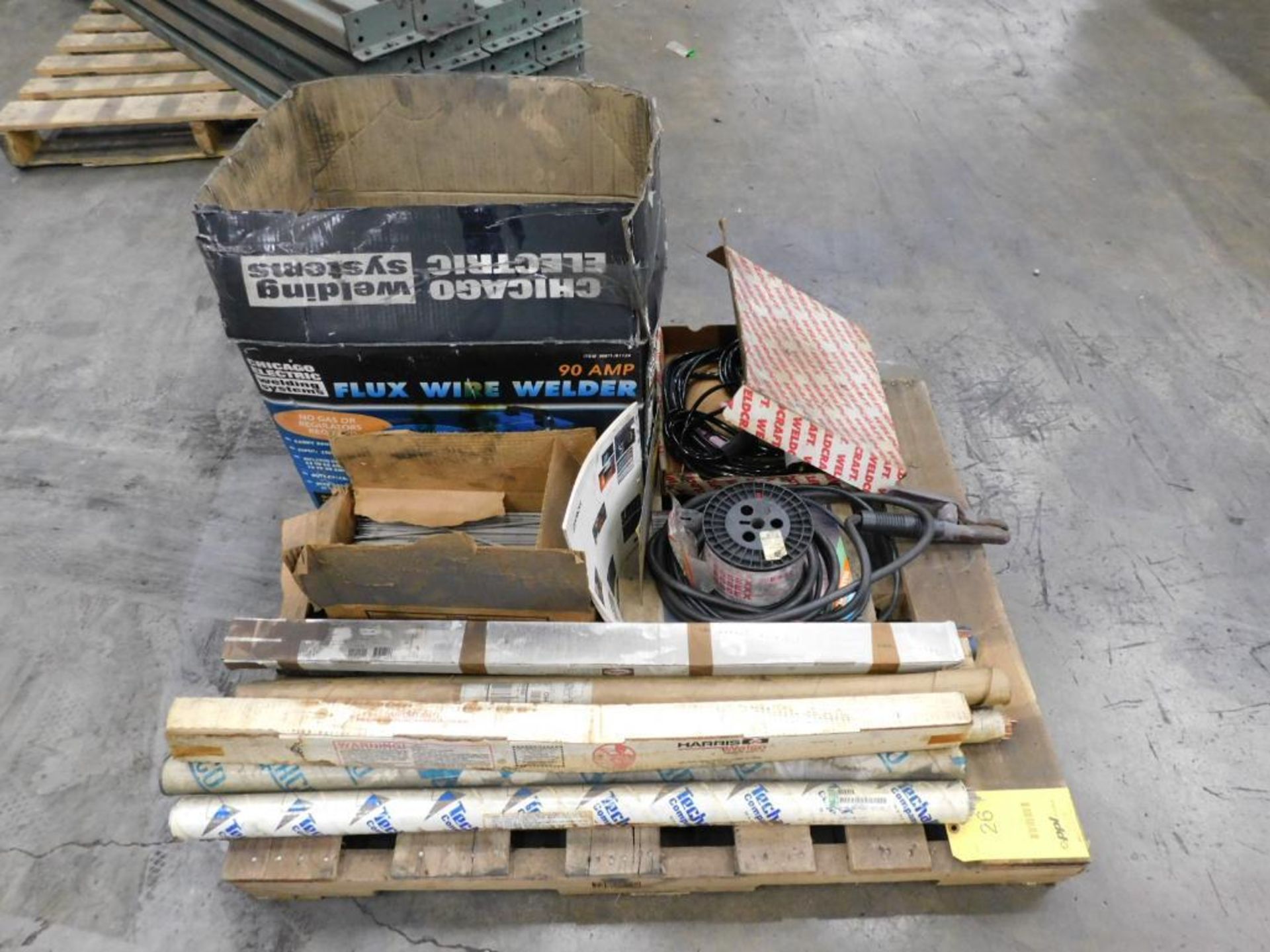 LOT: Chicago Electric Flux Wire Welder, 90 Amp., 120 Volt, 24 Amps, Single Phase, Assorted Welding W