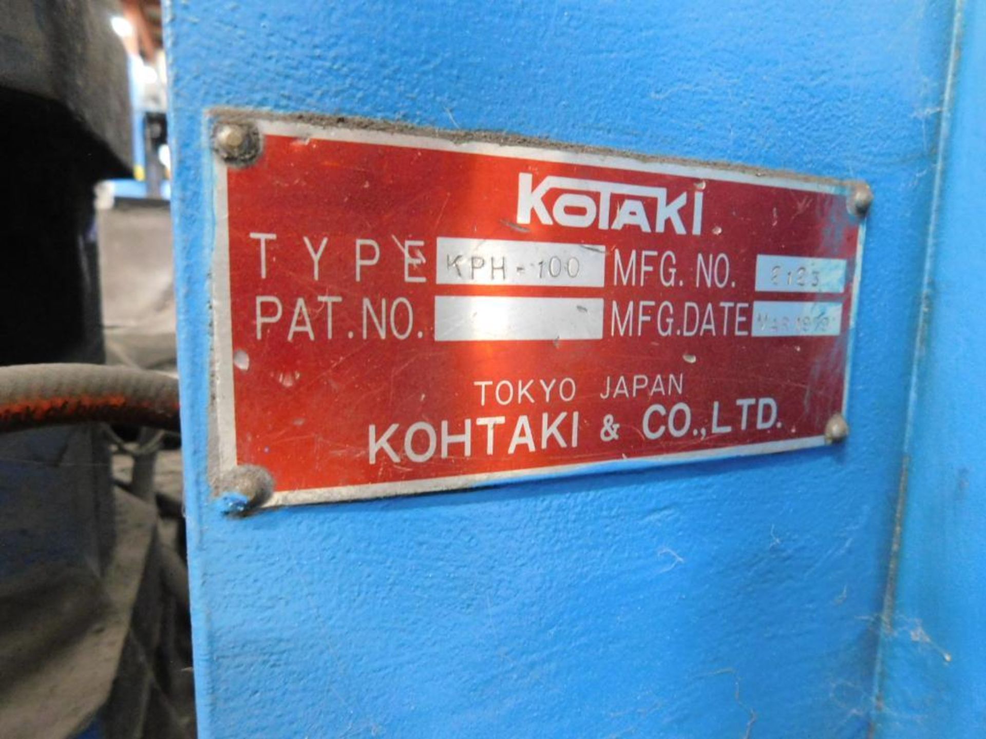 Kotaki Powder Compacting Press, Hydraulic, Model KPH-100, S/N: 2123, 100 Ton Maximum Pressing Force, - Image 27 of 27