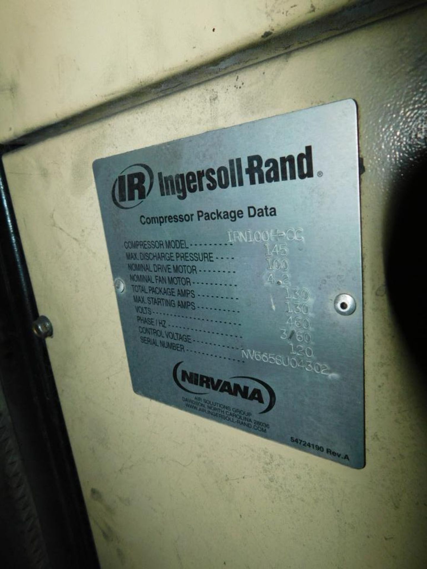 Ingersoll Rand Air Compressor. Model: IRN100H-CC, S/N: NV6658U04302 - Image 12 of 12