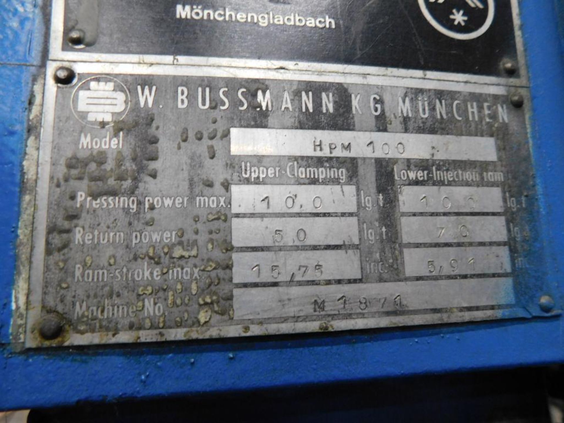 Bussmann Simetag 100 Ton Powder Compacting Press, Hydraulic, Model HPM-100, S/N: M1874, 110 Tons Max - Image 18 of 18