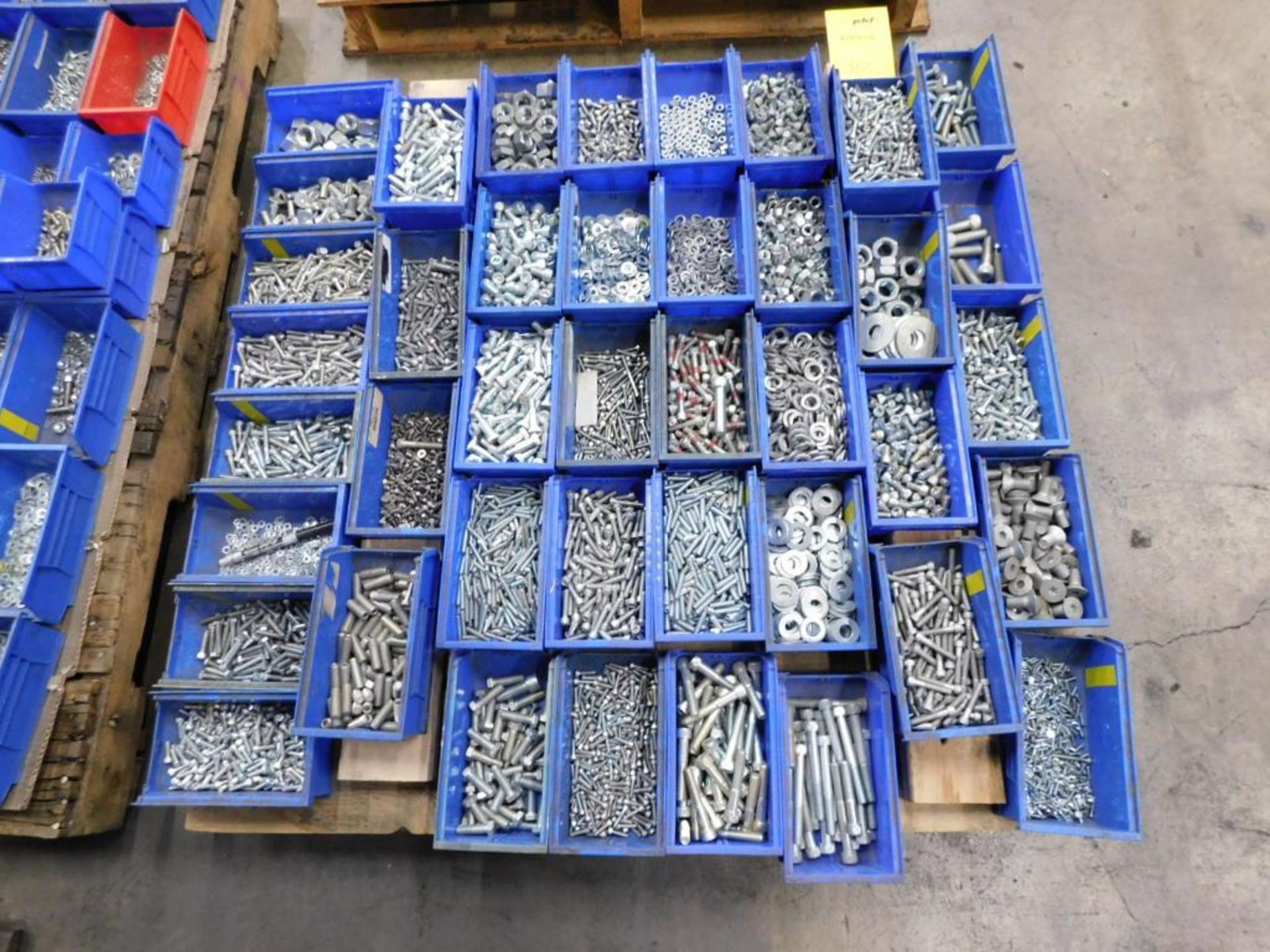 LOT: (1) Pallet of Assorted Hardware in Compartment Bins: Bolts, Nuts, Washer, etc. - Image 5 of 7