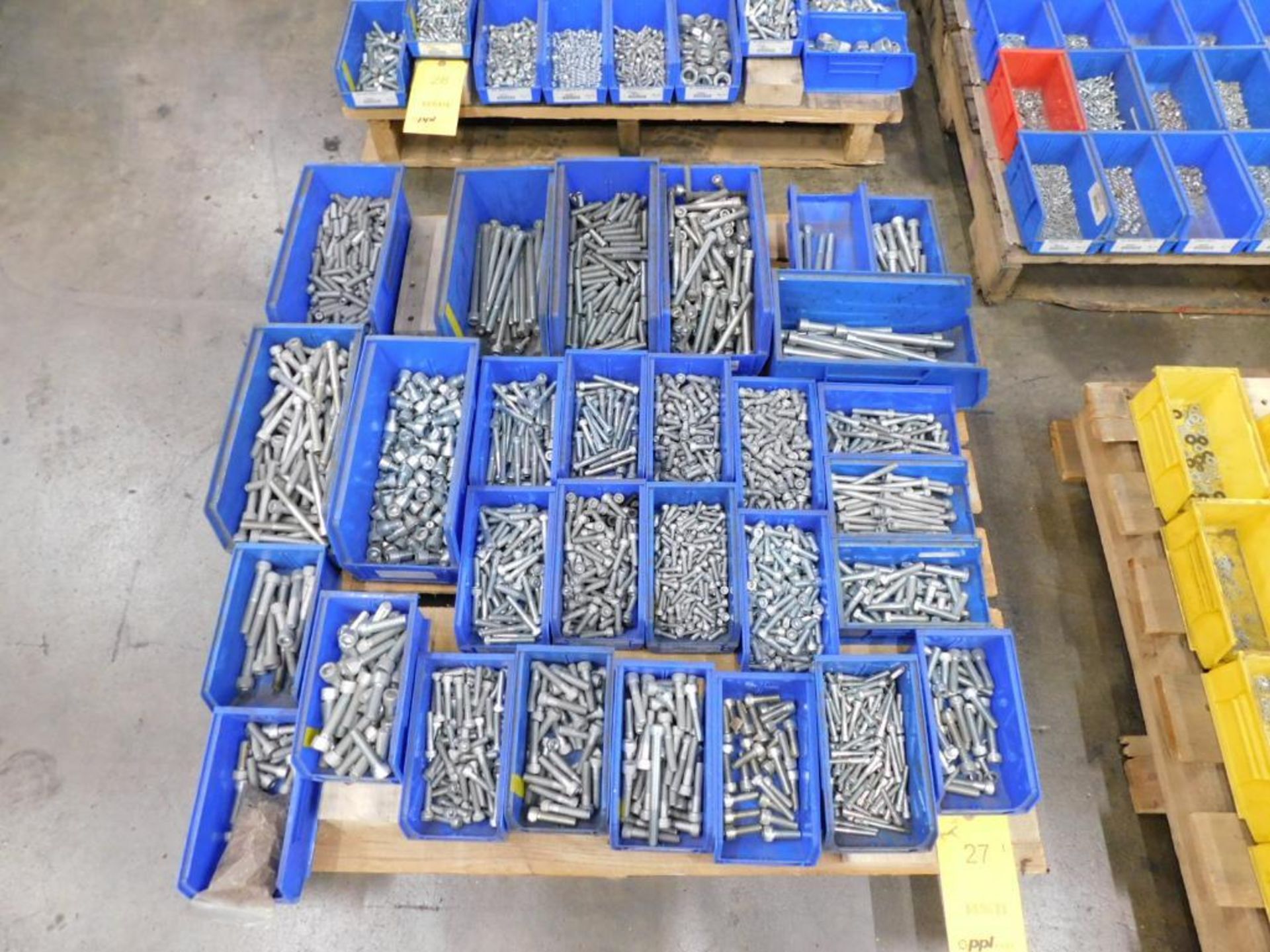 LOT: (1) Pallet of Assorted Hardware in Compartment Bins, Bolts