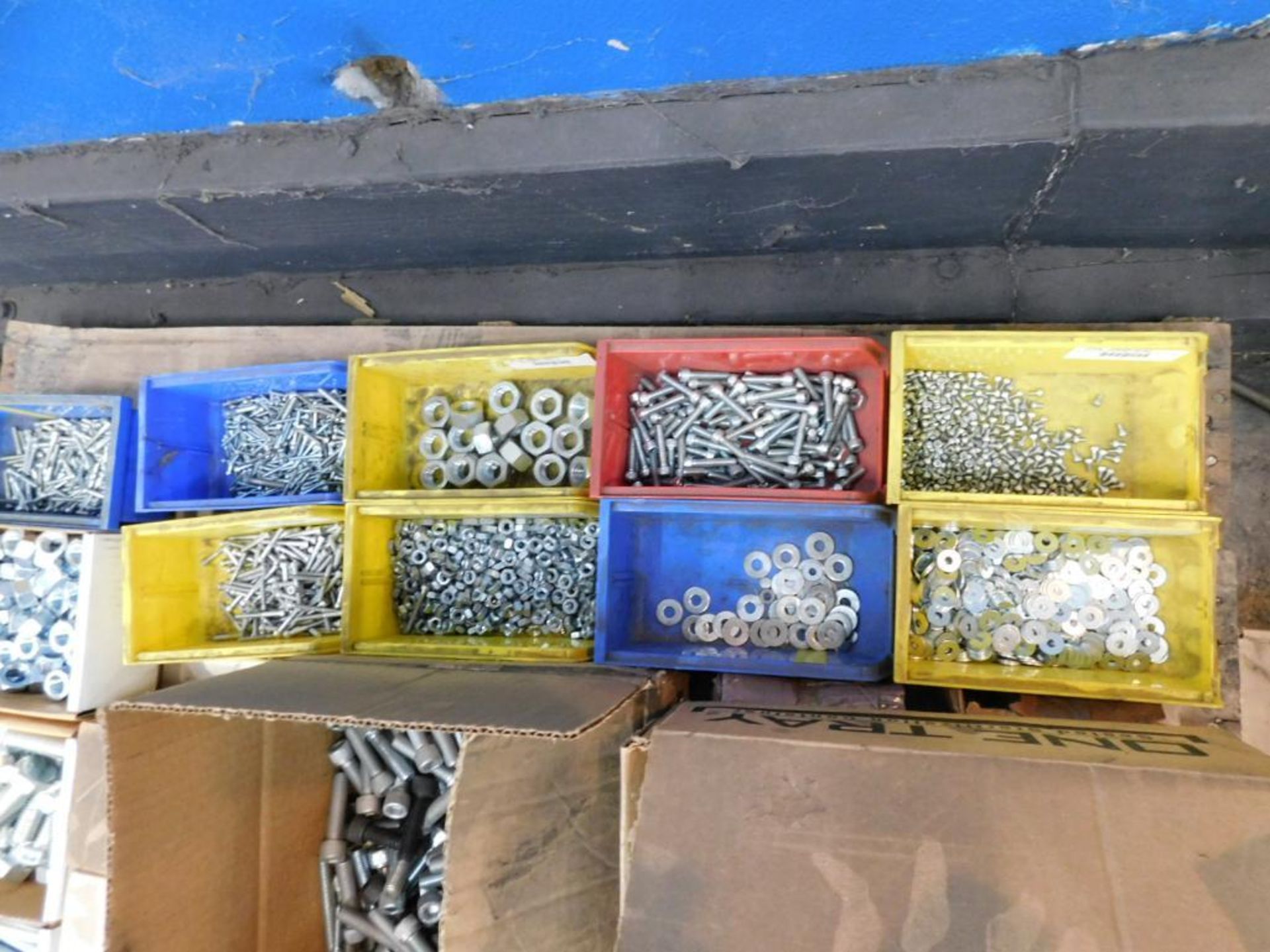 LOT: (1) Pallet of Assorted Hardware in Compartment Bins: Bolts, Nuts, Washer, etc. - Image 5 of 9