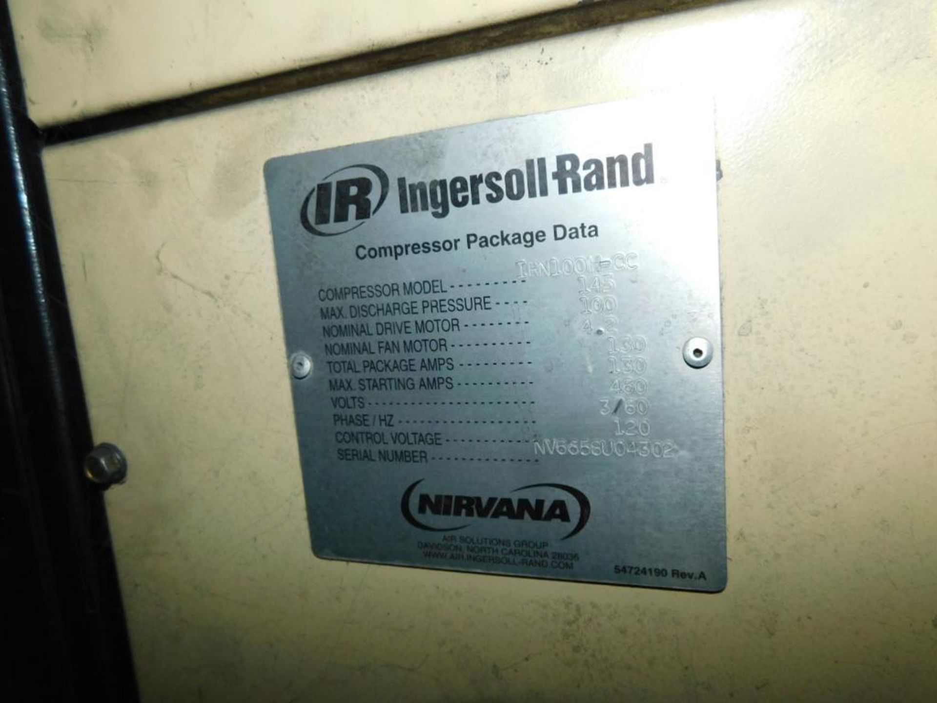 Ingersoll Rand Air Compressor. Model: IRN100H-CC, S/N: NV6658U04302 - Image 11 of 12