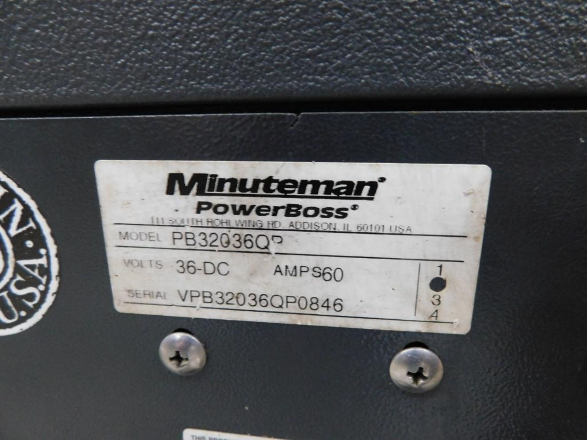 Minuteman PB32036Q Power Boss Floor Scrubber, S/N: VPB32036QP0846, 36 DC Volts w/Minute Man 36 Volt - Image 9 of 9