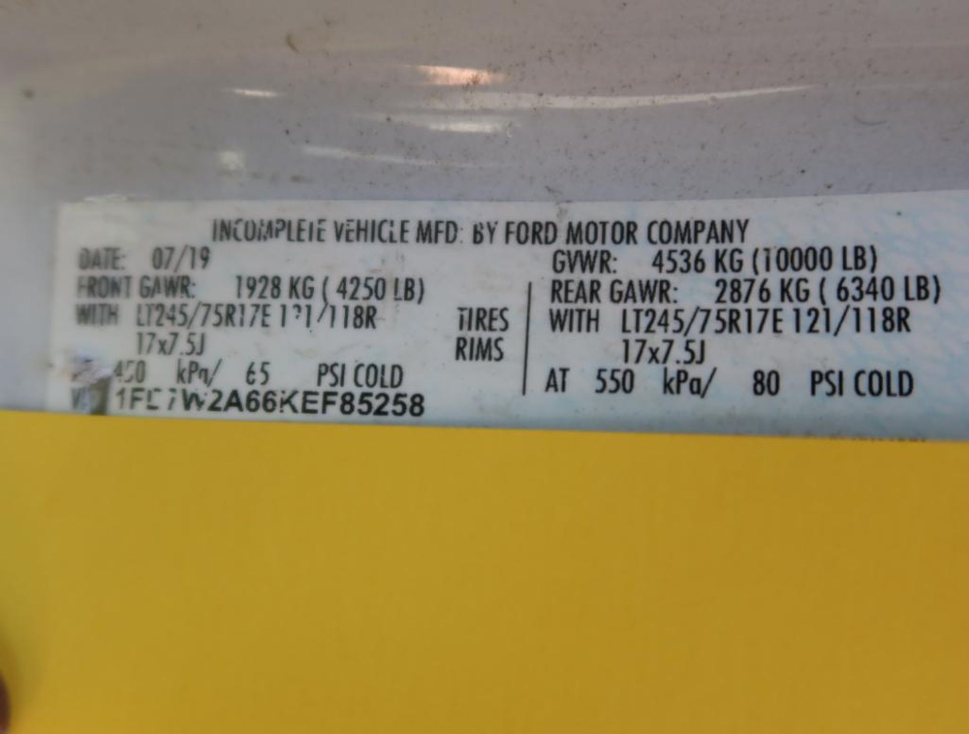 2019 Ford F-250 4 Door Service Body w/Ladder Rack, Gas, License# NPX-J97, VIN 1FD7W2A66KEF85258, 56, - Image 8 of 8