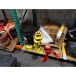 LOT: Contents of (3) Pallet Racks consisting of: Gas Cans, Roofing Tools, Pre Mix Fuel & Oil for Str