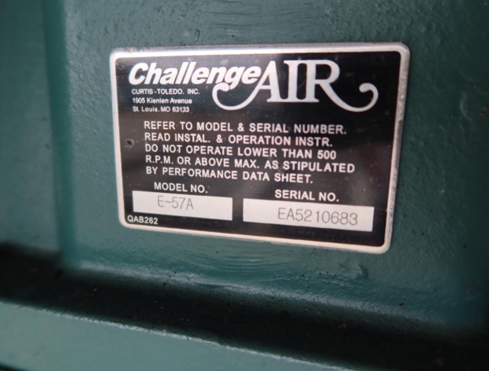 FS Curtis Challenge Air E-57A 5HP Electric Air Compressor, Vertical Tank Mounted - Image 3 of 5