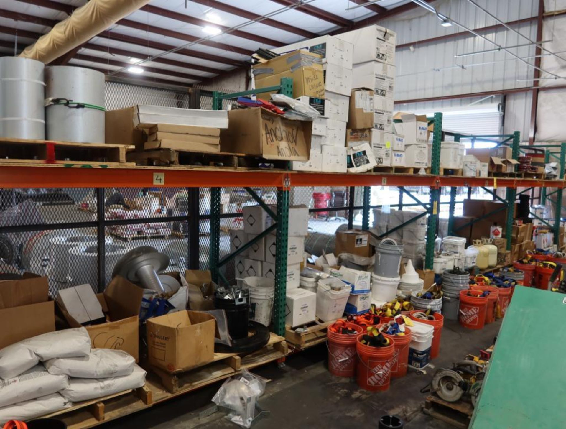 LOT: Contents of (5) Pallet Racks consisting of: Roofing Items, Lead, 2-Part Primer, Membrane, Cotto