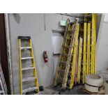 LOT: (1) 8' Fiberglass Ladder, (1) 6' Fiberglass Ladder, (1) 16' Fiberglass Extension Ladder