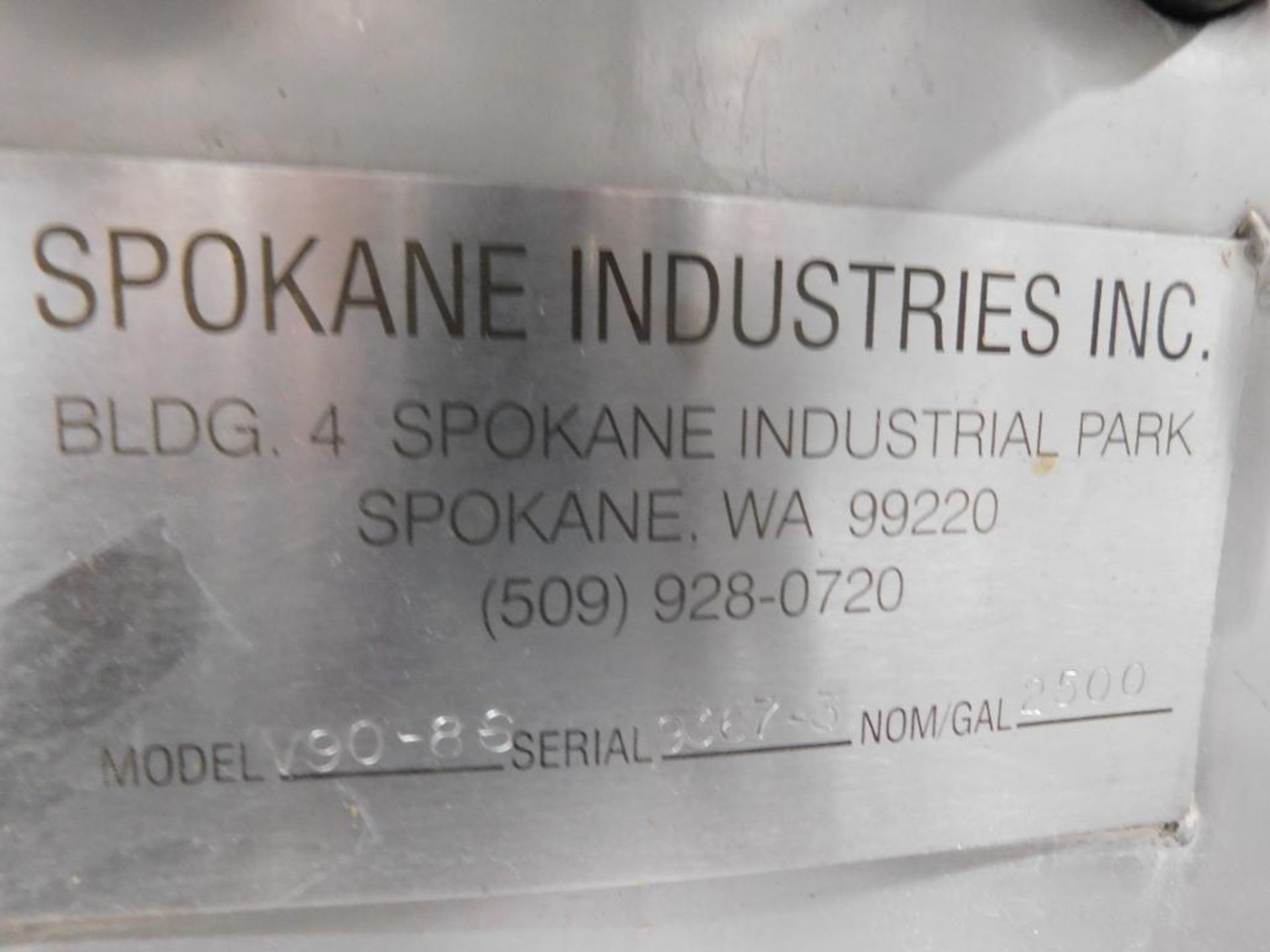 Spokane Industries 2,500 Gallon V90-8-S Stainless Steel Wine Fermentation Tank (NO LID) (SUBJECT TO - Image 3 of 3