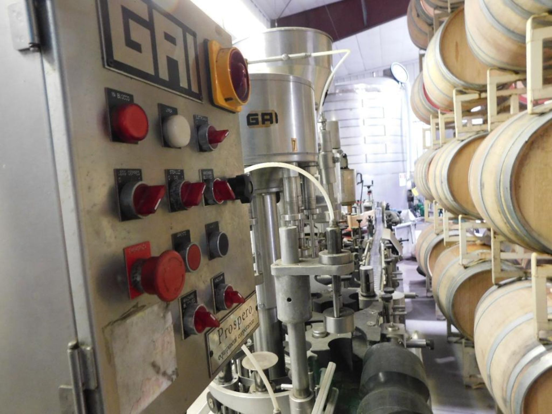 GA1 Prospero Bottling System w/Infeed Conveyor, McBrady Ringer, Filler, Corker, Collar Installer, La - Image 6 of 18