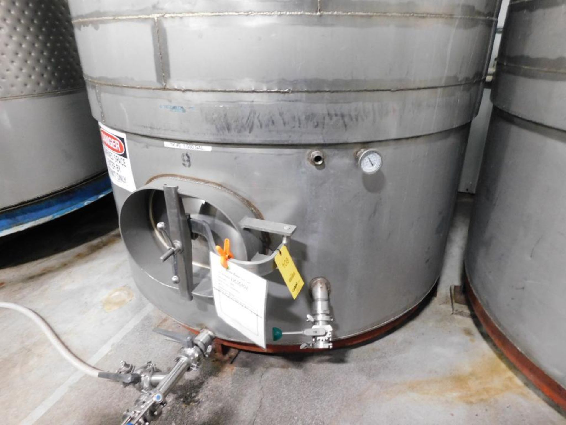 1,600 Gallon Stainless Steel Wine Storage Tank w/Glycol Jacket (LOCATED IN WINERY) - Image 3 of 3