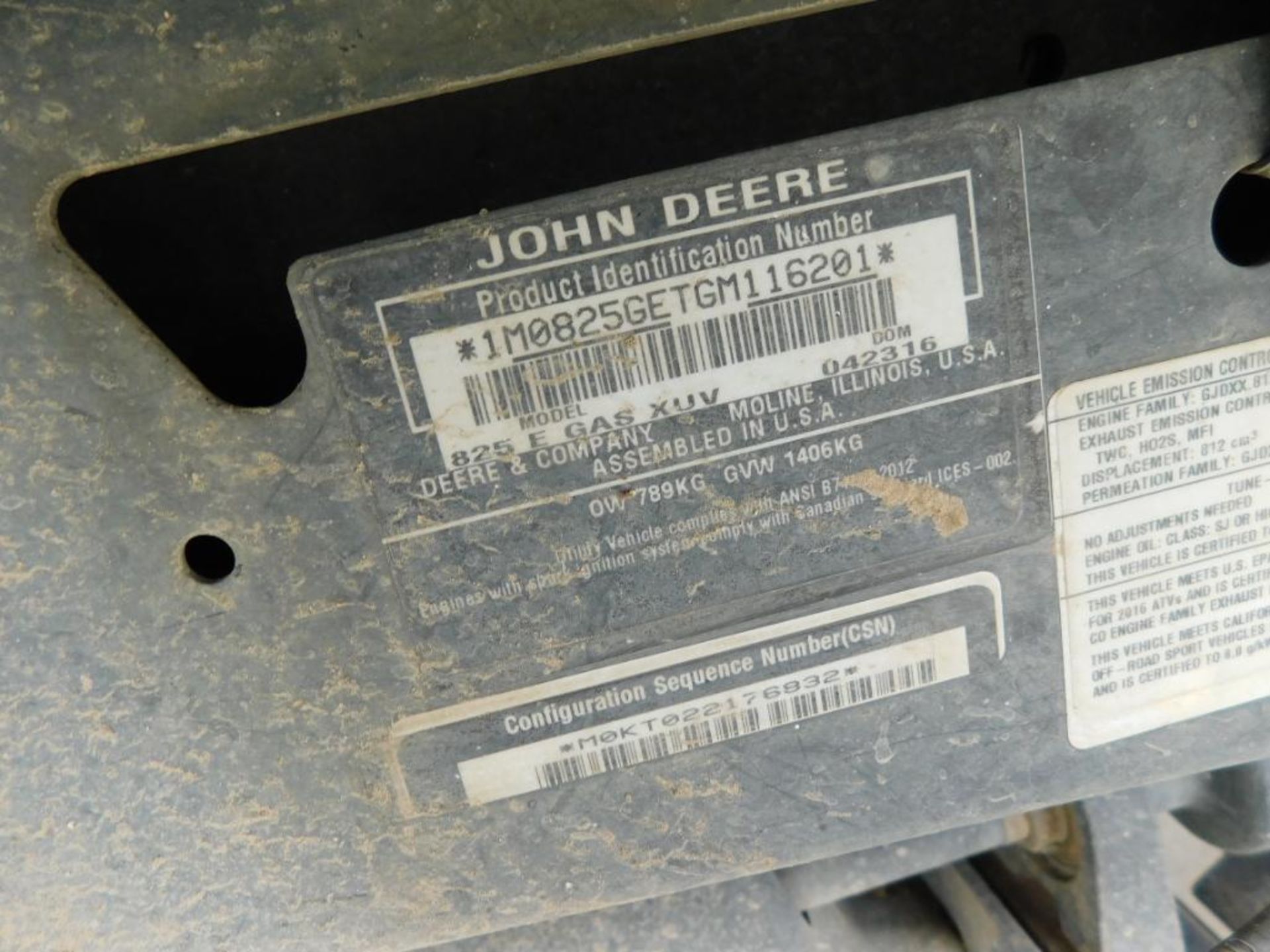 John Deer 825E 4-Wheel Drive Gator Dump Bed w/Orchard Spraying System, 12CC Gasoline Power, S/N 1M08 - Image 7 of 7