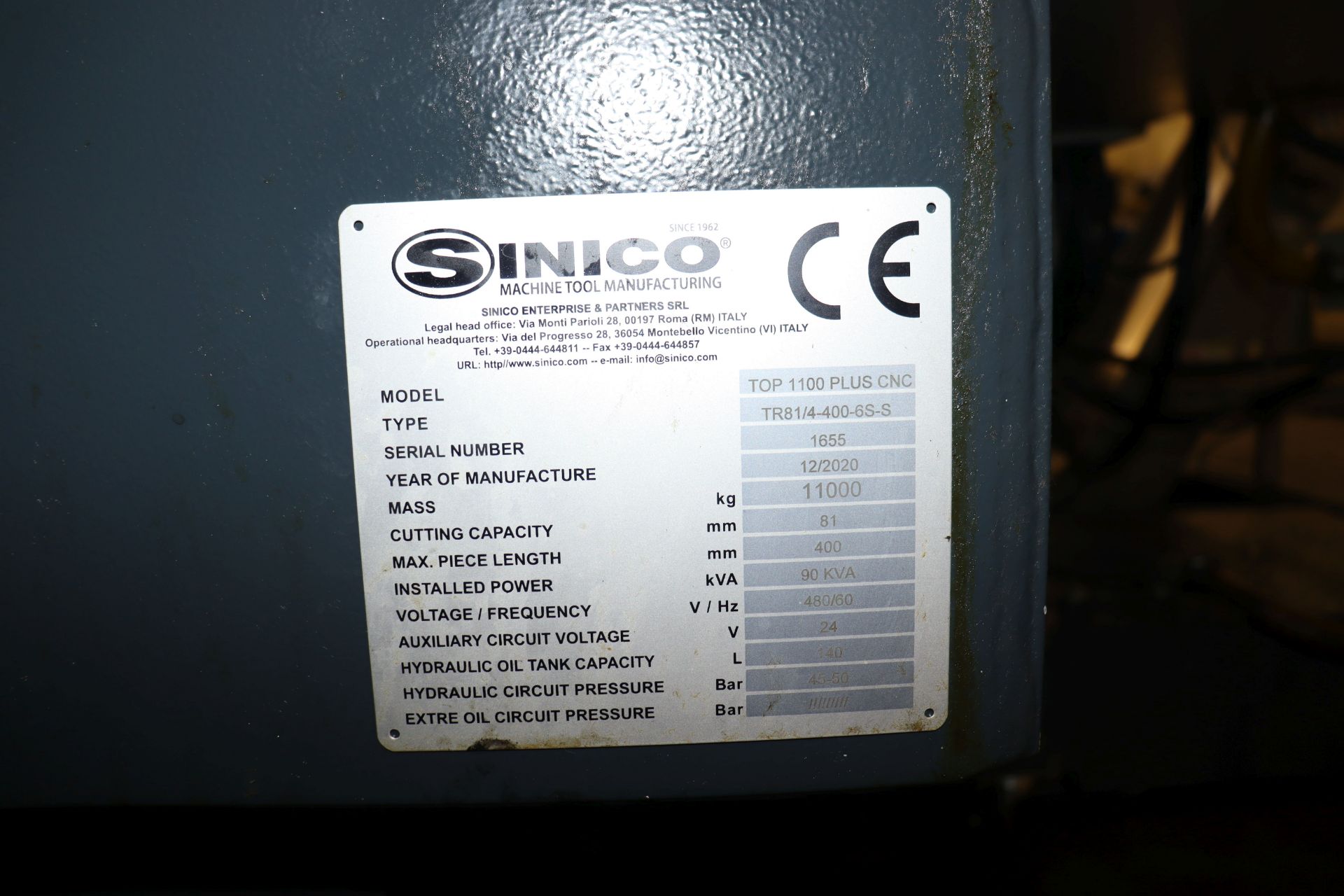 2020 Sinico TOP 1100 PLUS CNC - Image 16 of 16