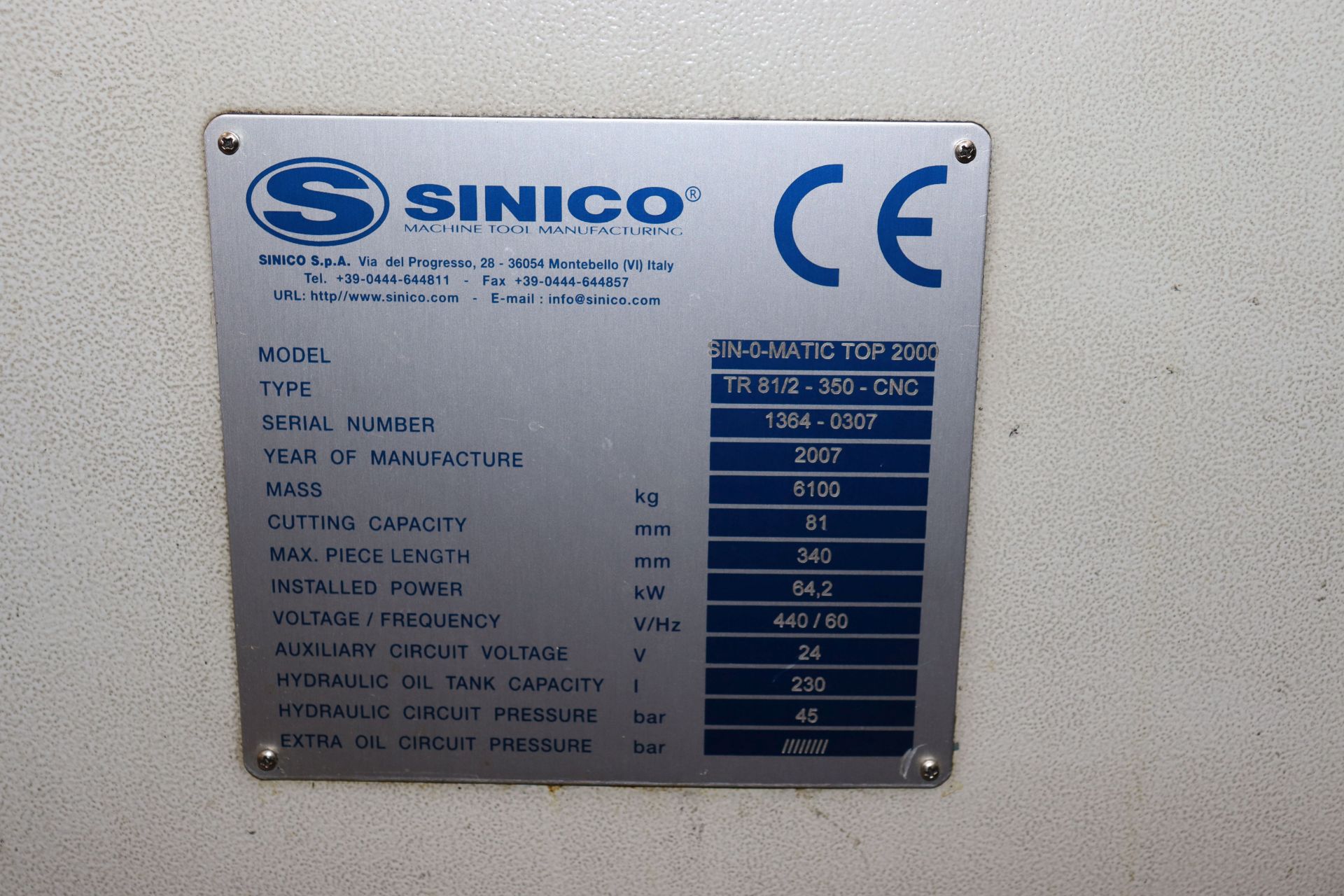 2007 Sinico TOP 2000 CNC - Image 8 of 8