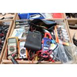 Assortment of digital multimeters, tachometer