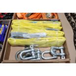 Assortment tow straps and shackles