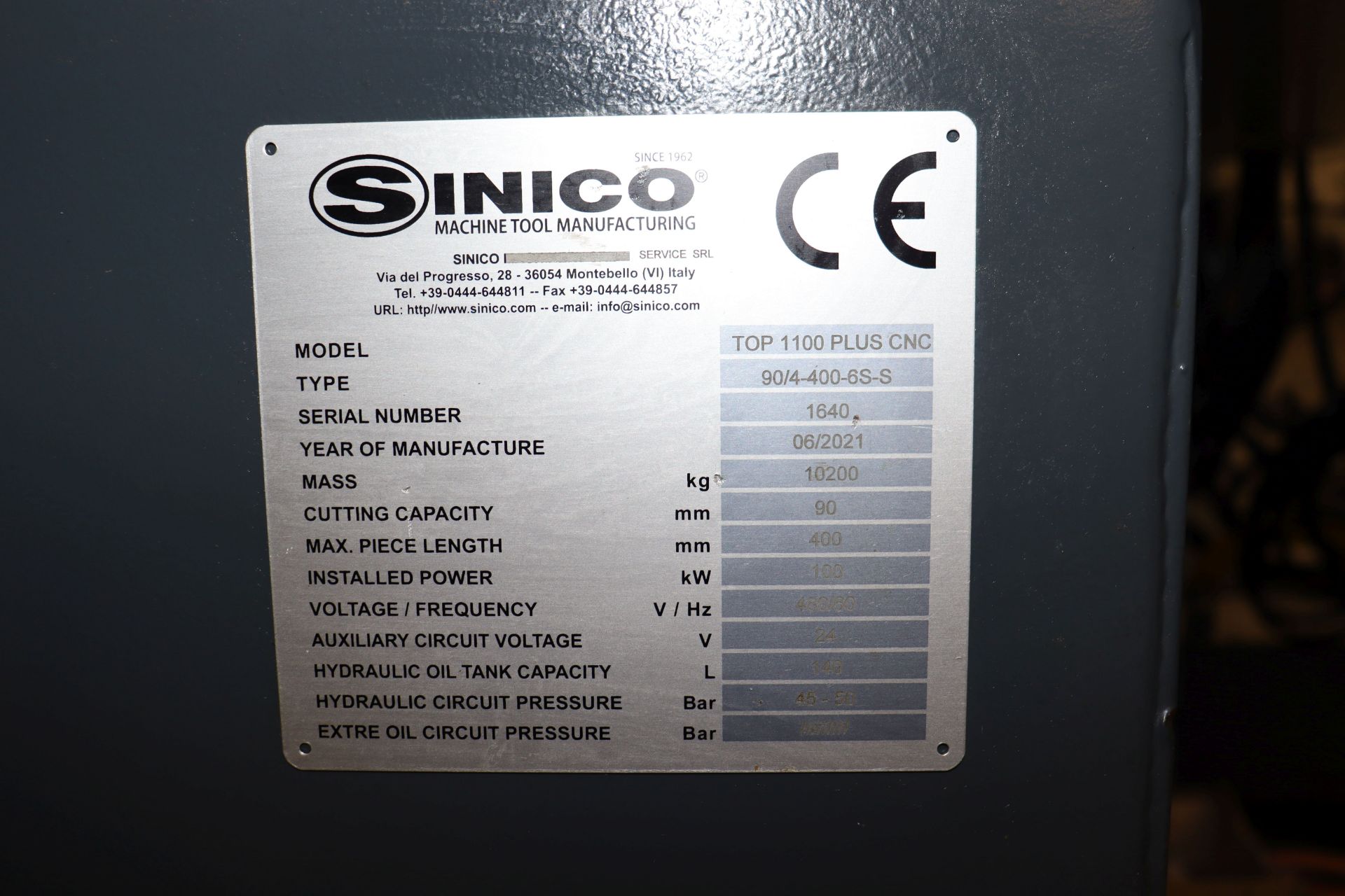 2021 Sinico TOP 1100 PLUS CNC - Image 9 of 18