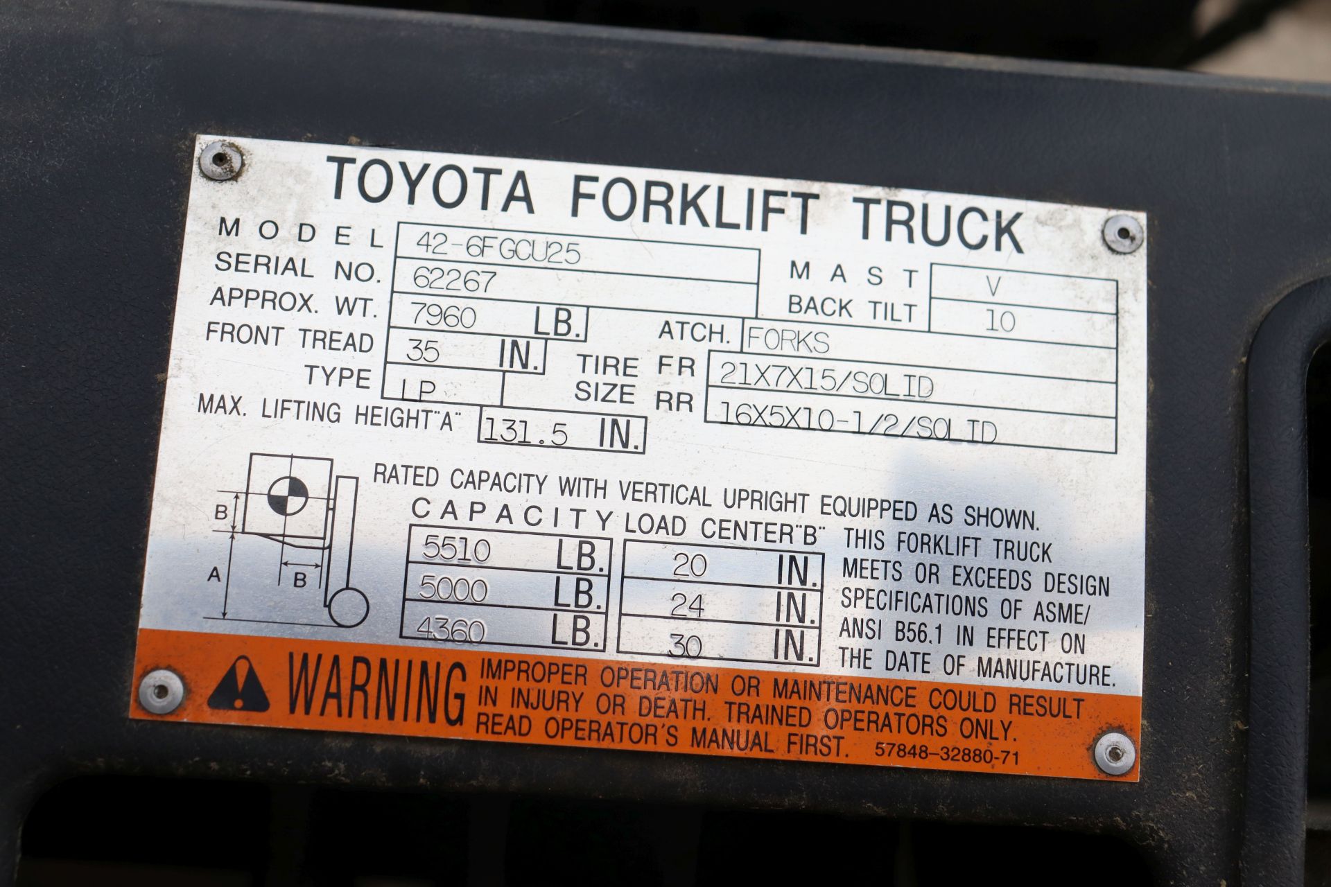 Toyota fork lift model - 42-6FGCU25 - Image 8 of 9