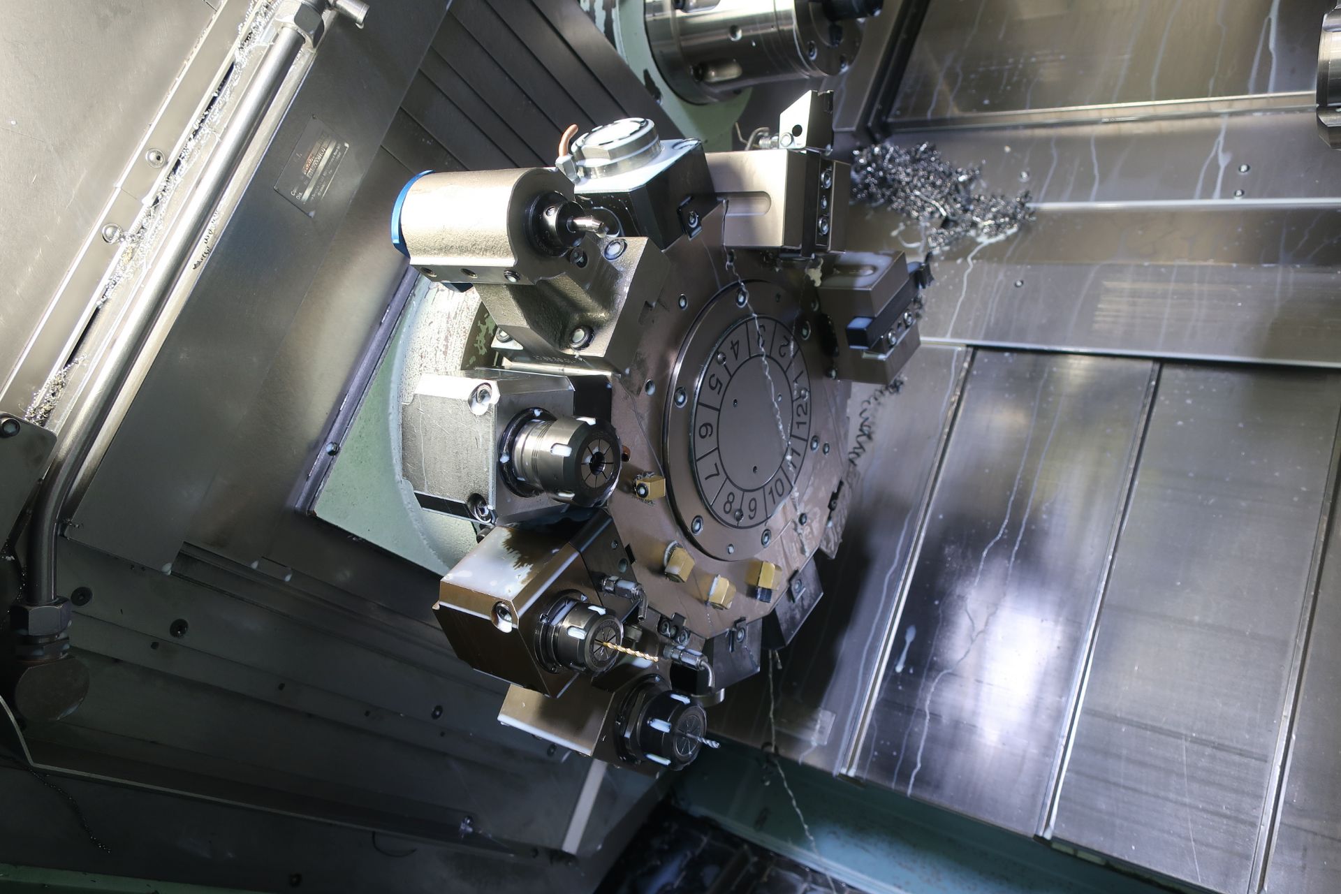 EUROTECH B465 Y2 QUATROFLEX TWIN SPINDLE TWIN TURRET CNC LATHE W/DUAL Y-AXIS, NEW 2011, SN 11129 - Image 7 of 19