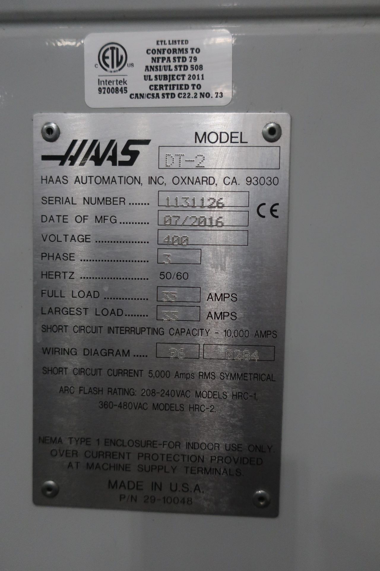 HAAS DT-2 4-AXIS CNC DRILL/TAP MILL VERTICAL MACHINING CENTER, S/N 1131126, NEW 2016 - Image 9 of 11