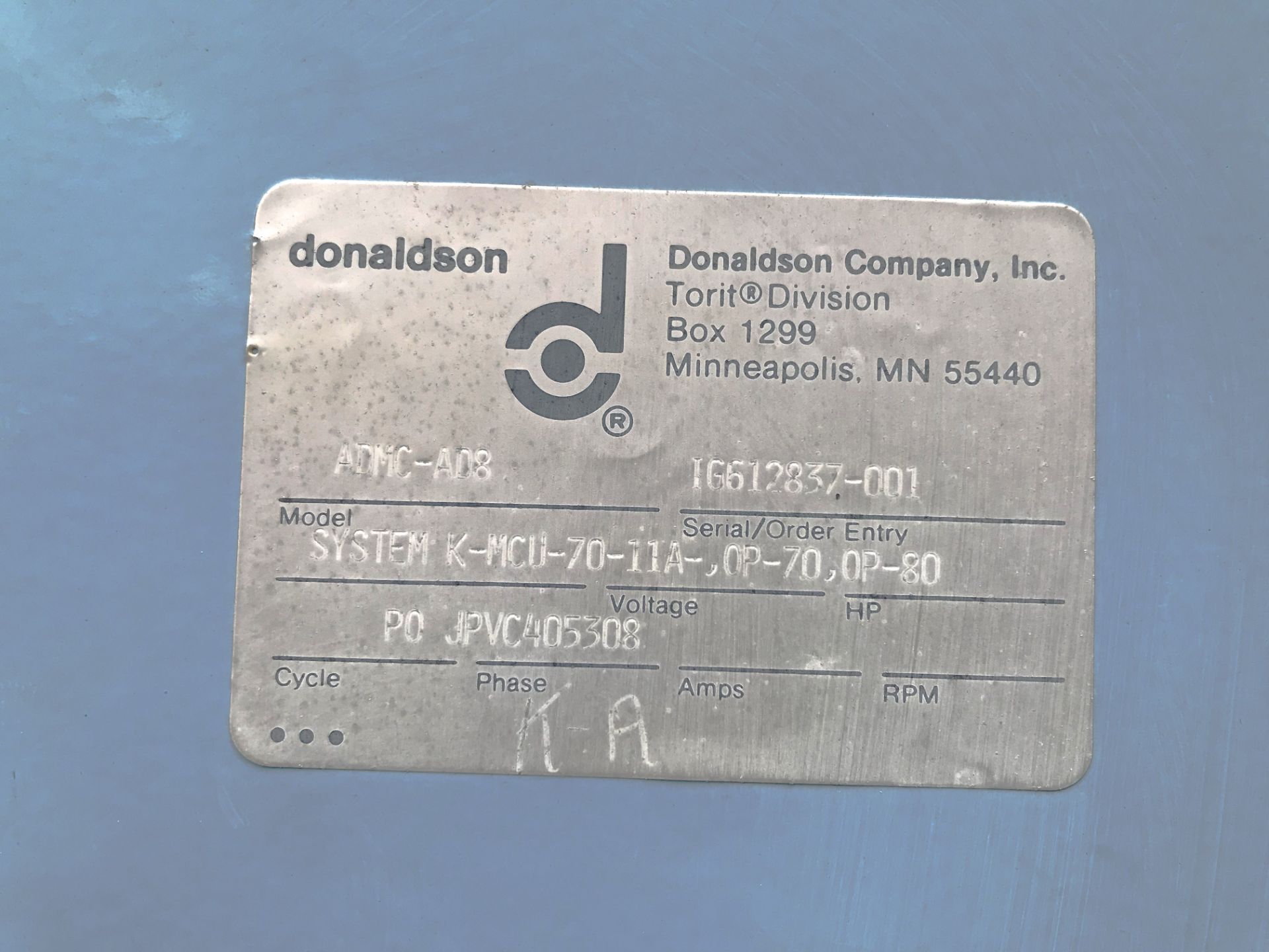 17,600 CFM DONALDSON TORIT MODEL ADMC-AD8 DRYFLO 8 CARTRIDGE DUST COLLECTOR - Image 7 of 9