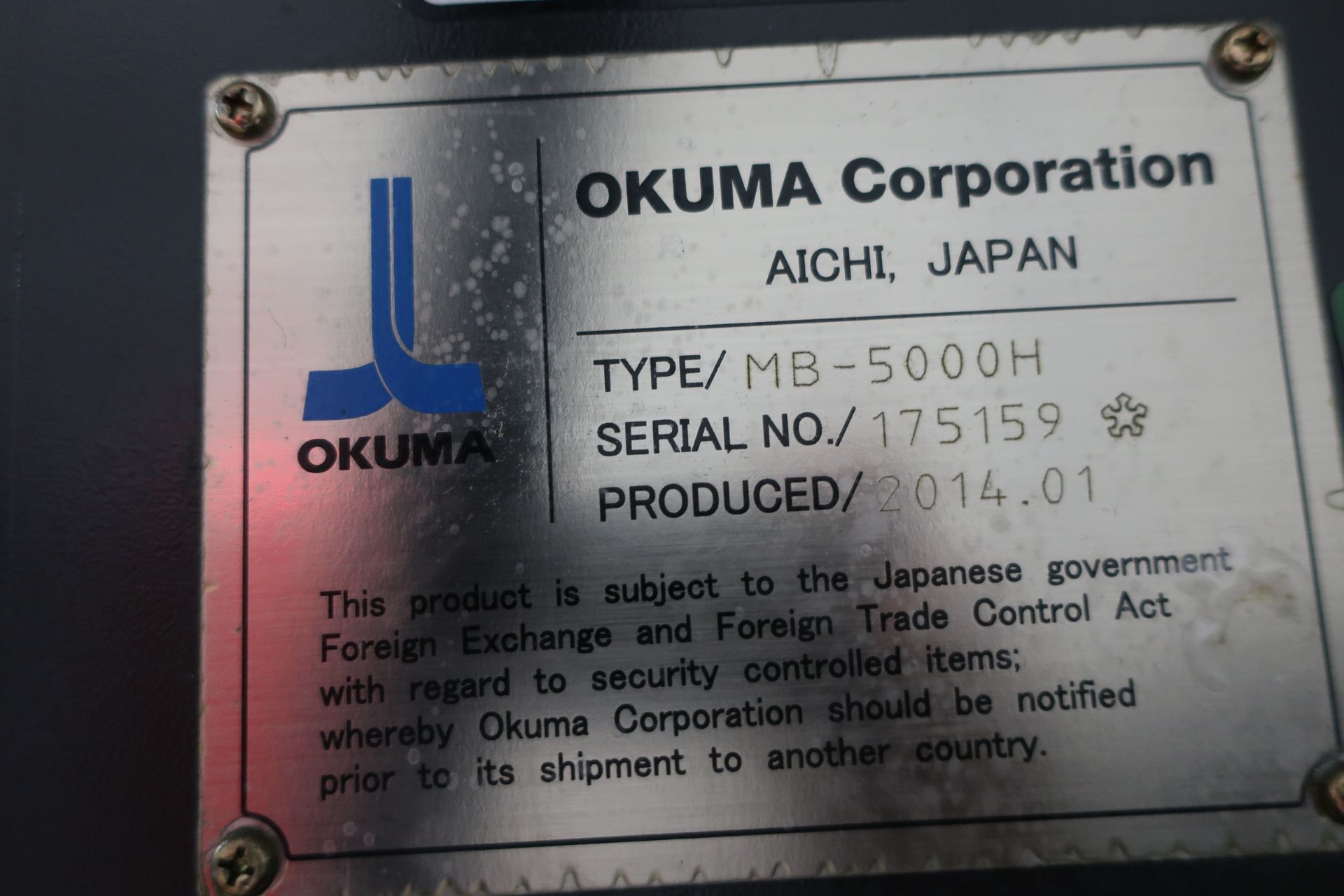 OKUMA MB-5000H CNC 5-AXIS HORIZONTAL MACHINING CENTER, S/N 175159, NEW 2014 - Image 13 of 13