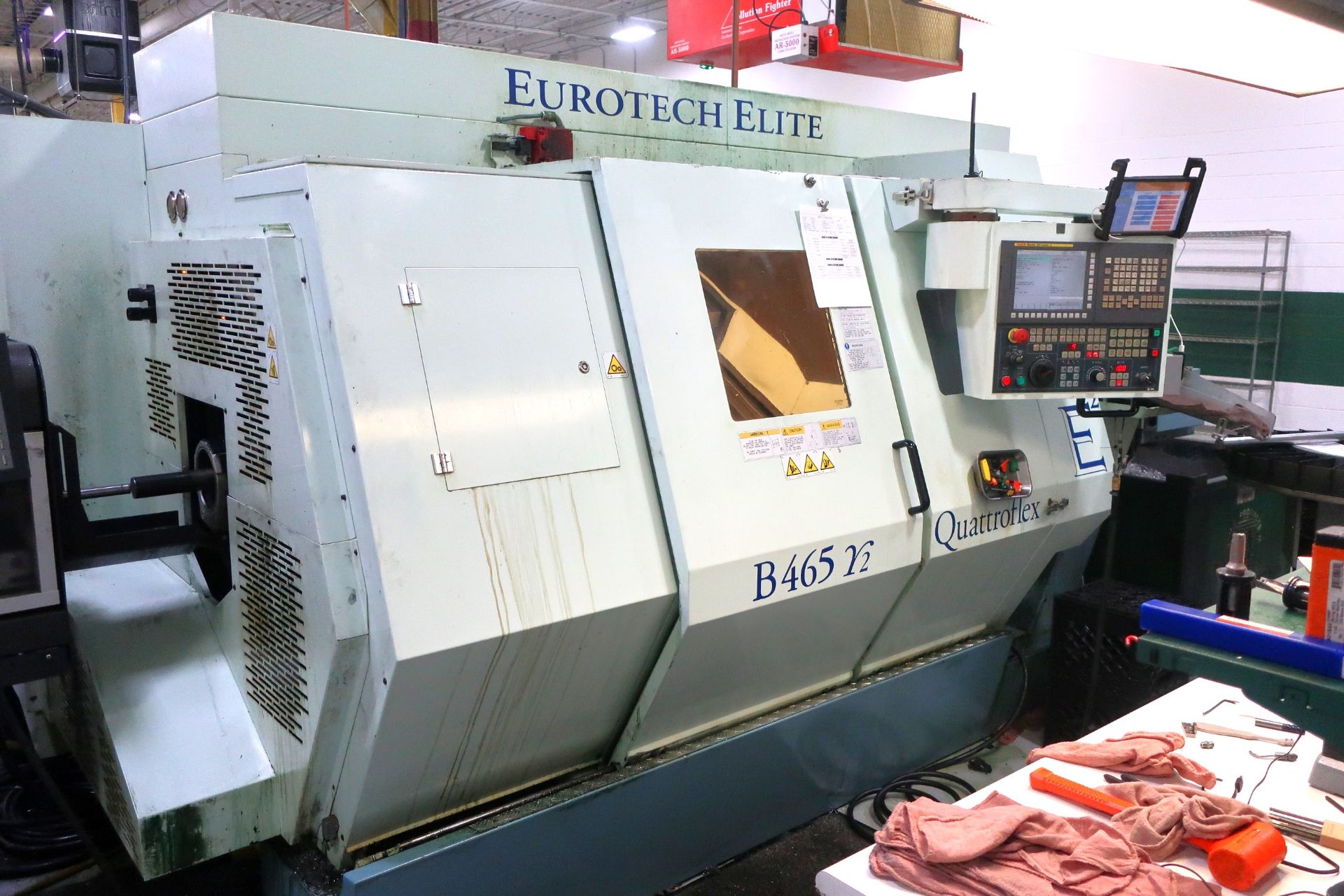 EUROTECH B465 Y2 QUATROFLEX TWIN SPINDLE TWIN TURRET CNC LATHE W/DUAL Y-AXIS, NEW 2011, SN 11045 - Image 9 of 19
