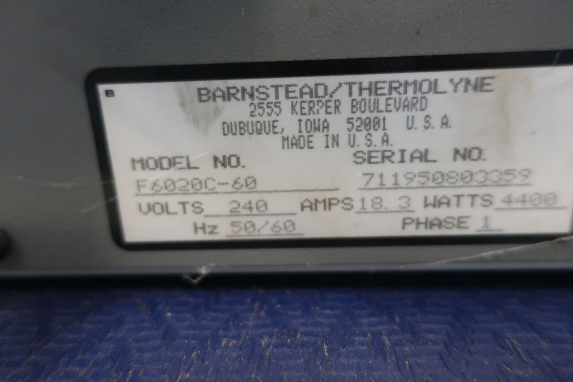 Thermolyne 6000 Furnace Model F6020C-60, SN 711950803359 - Image 4 of 5