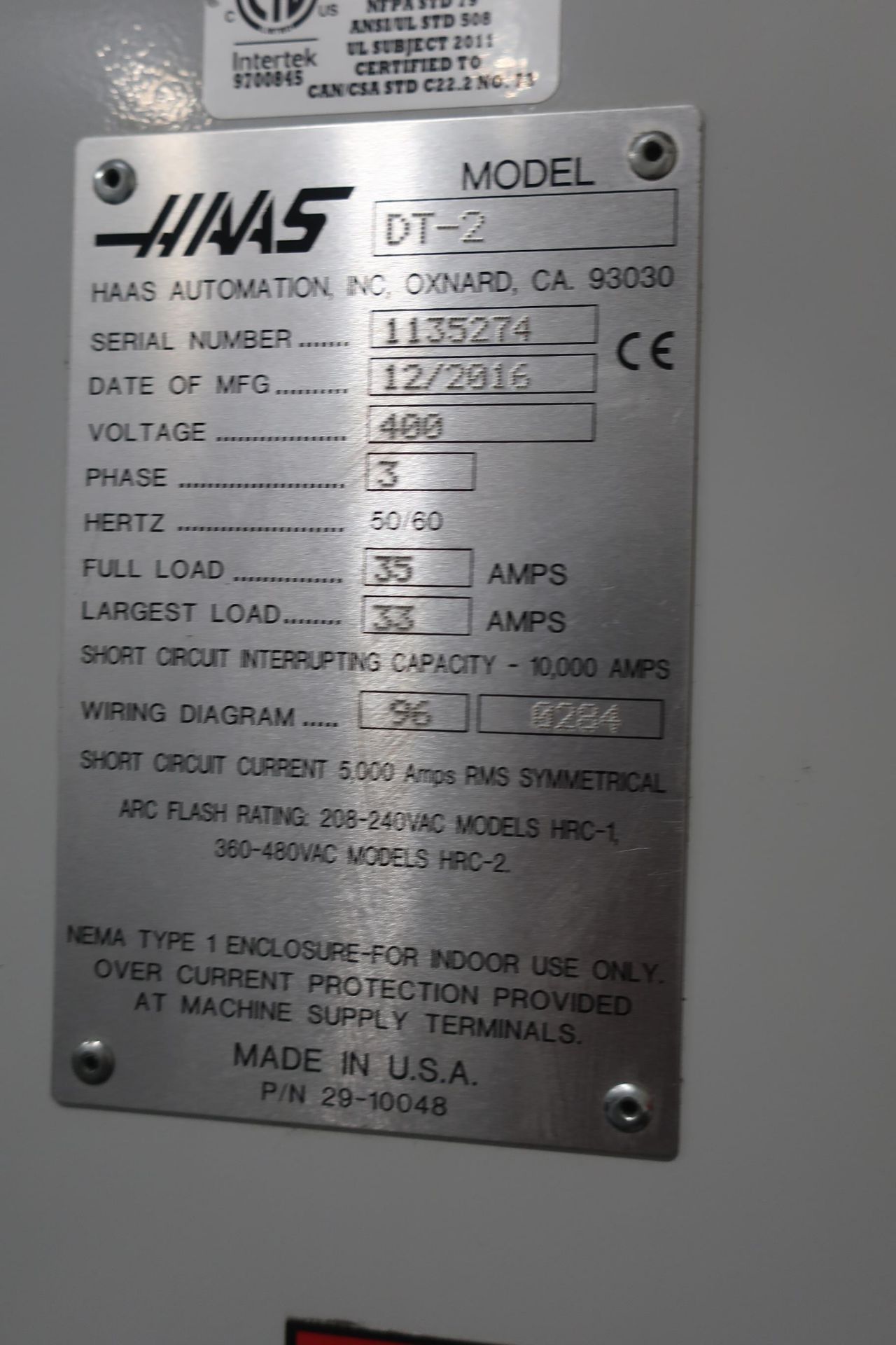 Haas DT-2 4-Axis CNC Drill/Tap/Mill Vertical Machining Center, SN 1135274, New 12/2016 - Image 8 of 9