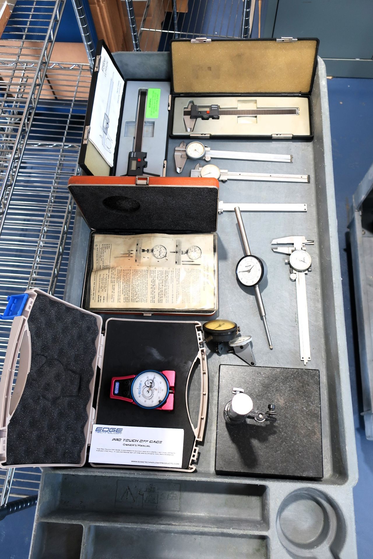 Tool Cart with misc. Mitutoyo and Fowler Calipers and other Inspection Equipment - Image 2 of 2