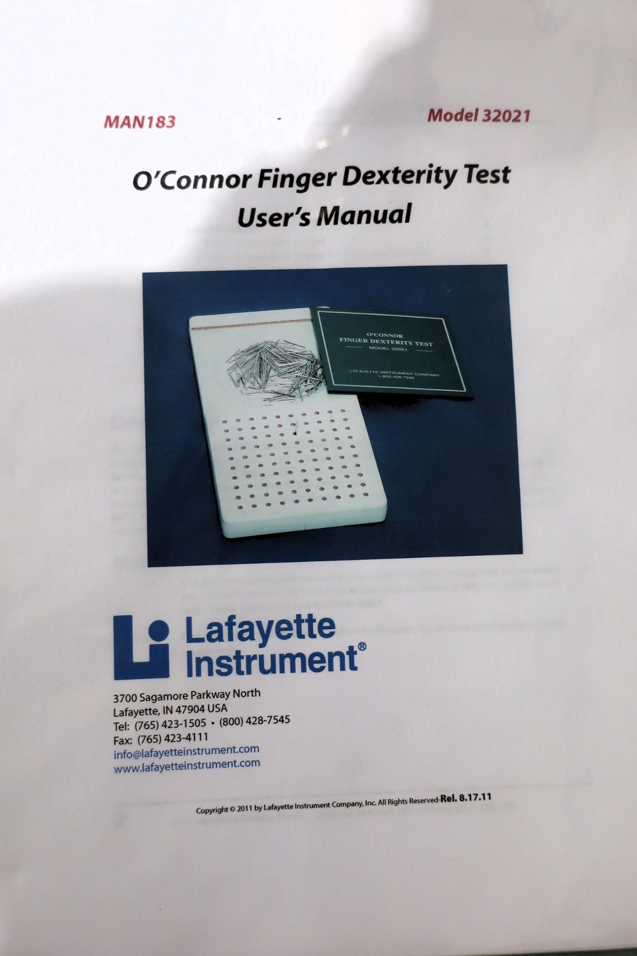 O'Connor Finger Dexterity Test Instrument Model 32021 - Image 3 of 3