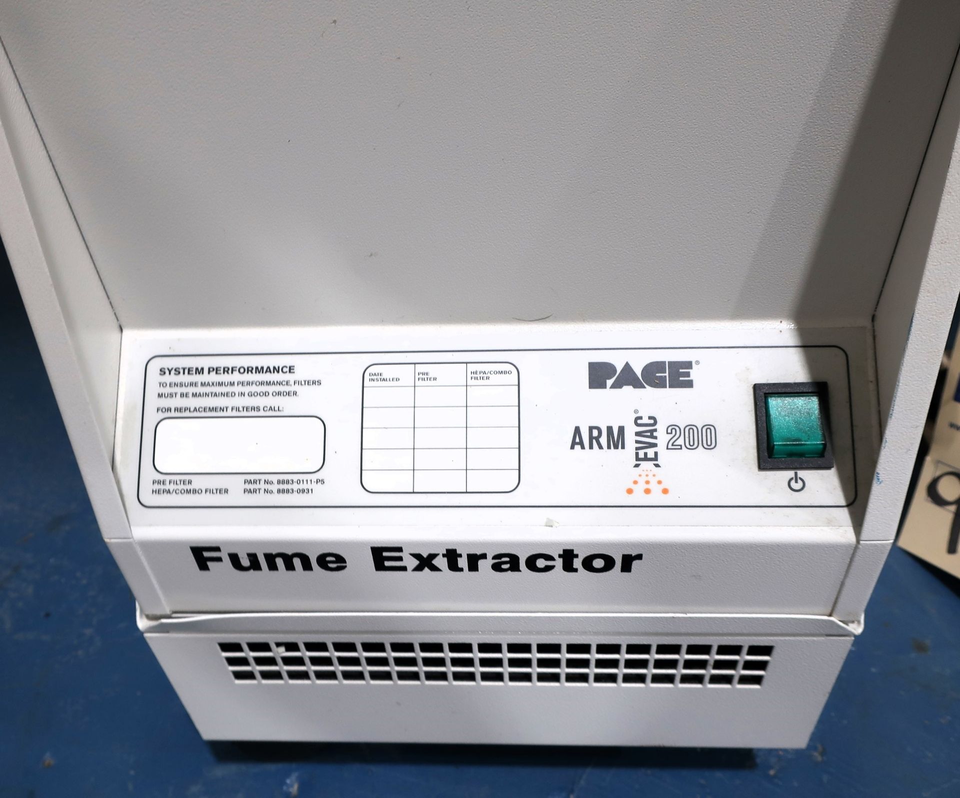 Pace Arm Evac 200 Fume Extractor, Model 8889-0205, SN 101100 - Image 2 of 3