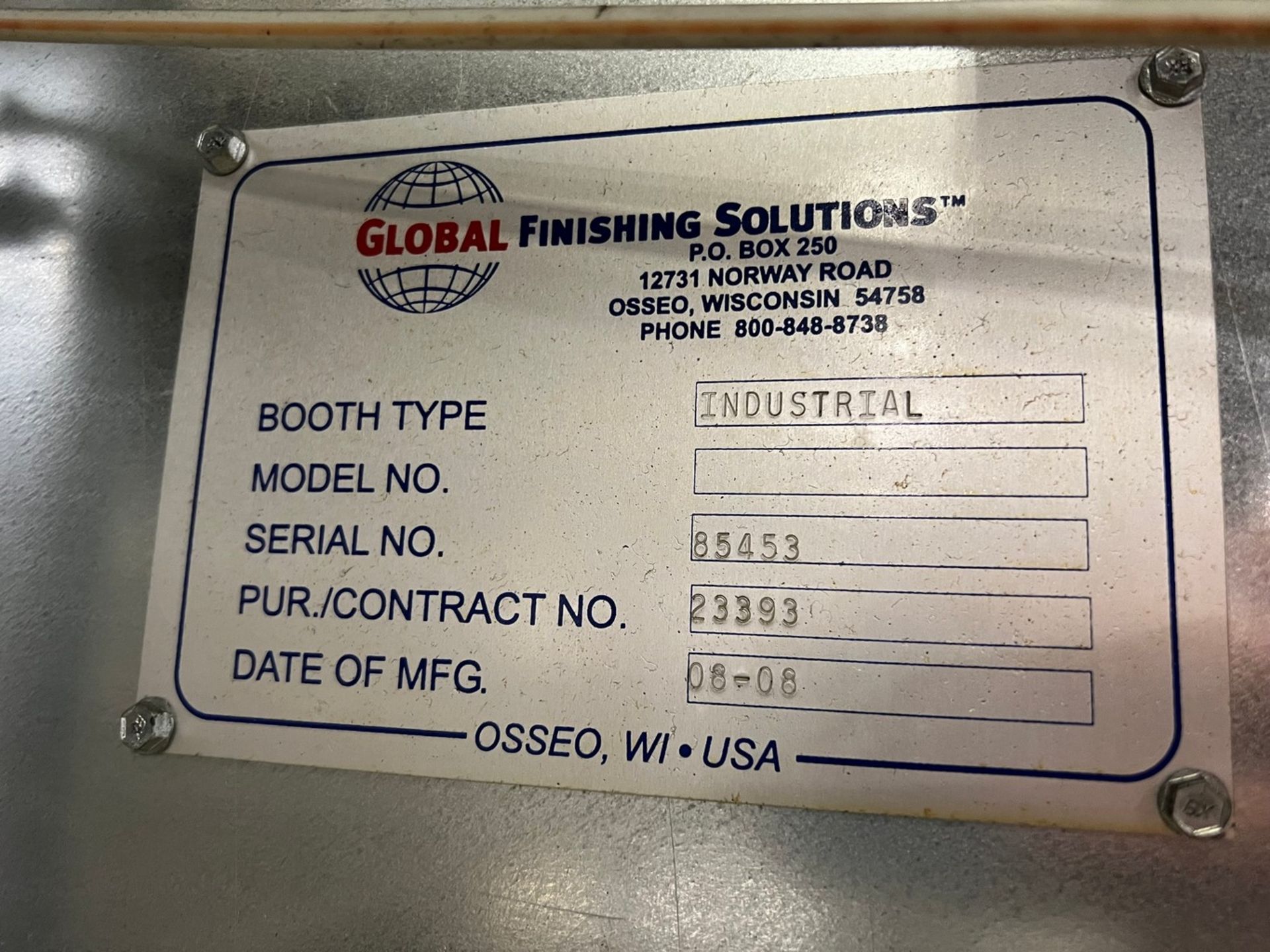 Global Finishing Solutions Industrial Spray Booth, 104" x 60" x 120" - Image 2 of 7