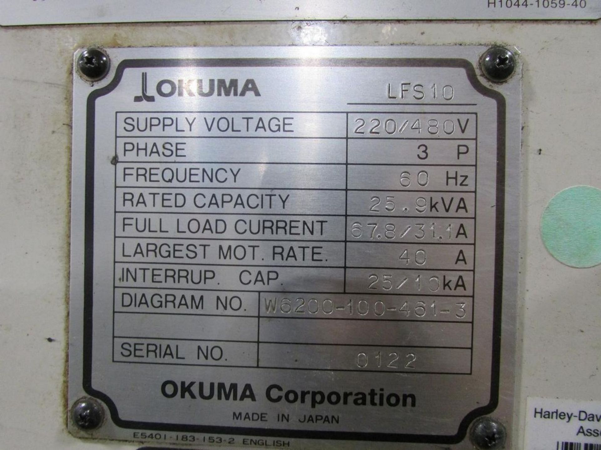 Okuma Lathe LFS10-2SP Twin-Spindle Twin-Turret CNC Turning Center, S/N 0122 - Image 15 of 15
