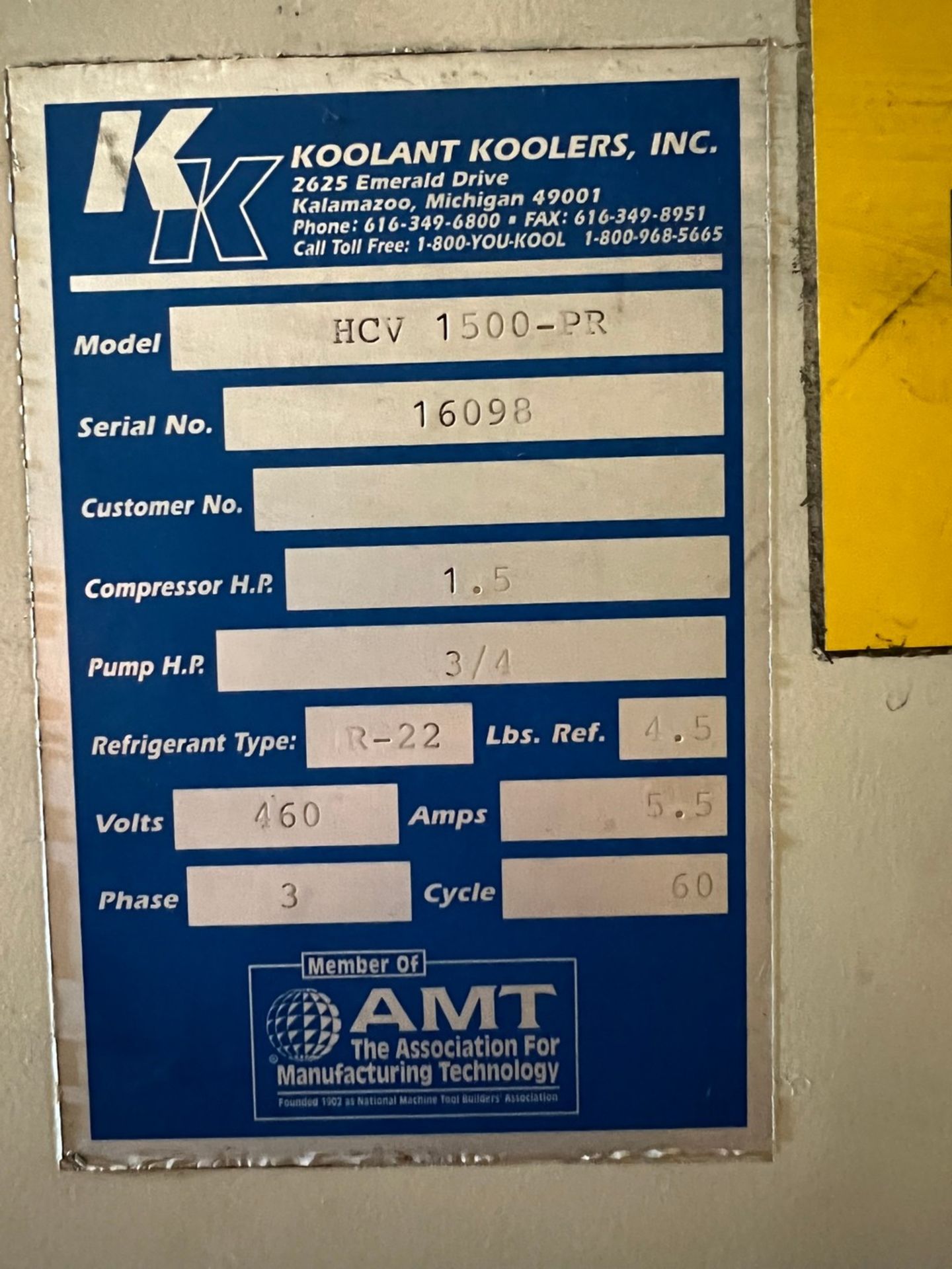 Koolant Koolers Model HCV 1500-PR Chiller Compressor - Image 3 of 3