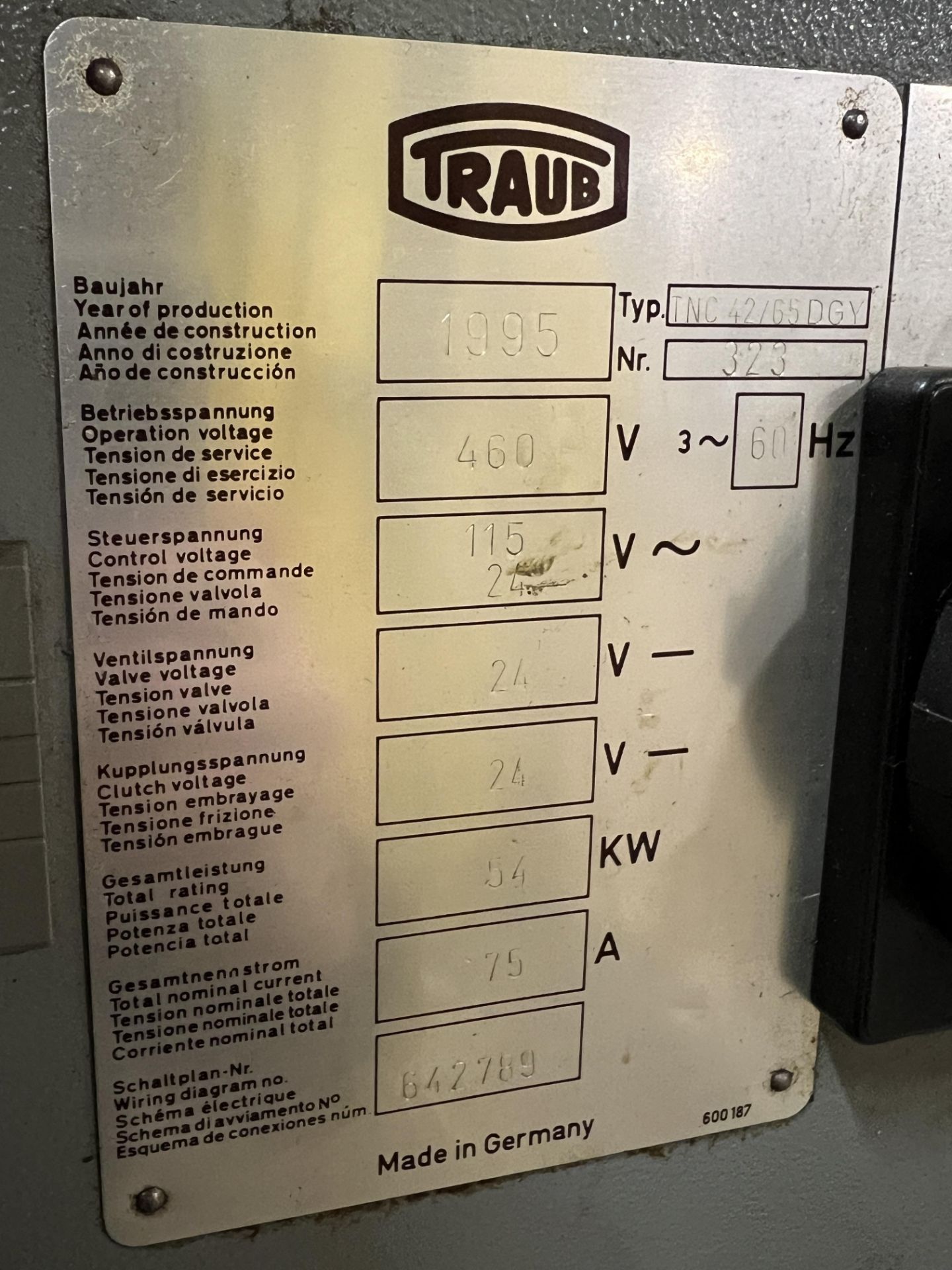 Traub TNC 42/65 DGY CNC Lathe, S/N 323 - Image 11 of 11