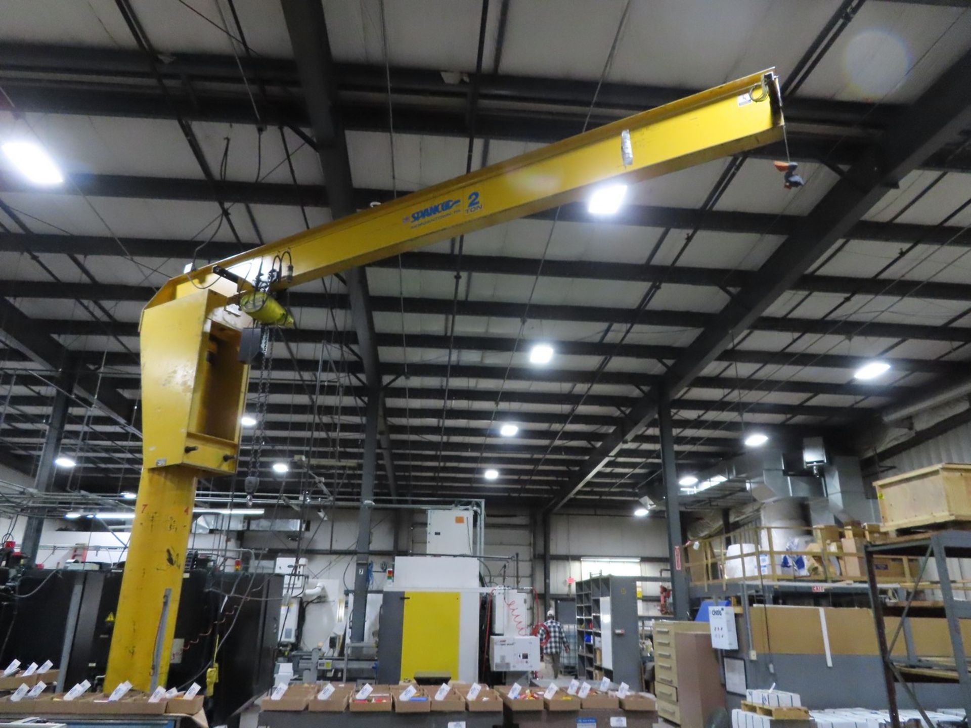 Spanco 2 Ton Capacity 360° Free Standing Jib Crane, w/ Budgit 2 ton electric hoist - Image 2 of 2