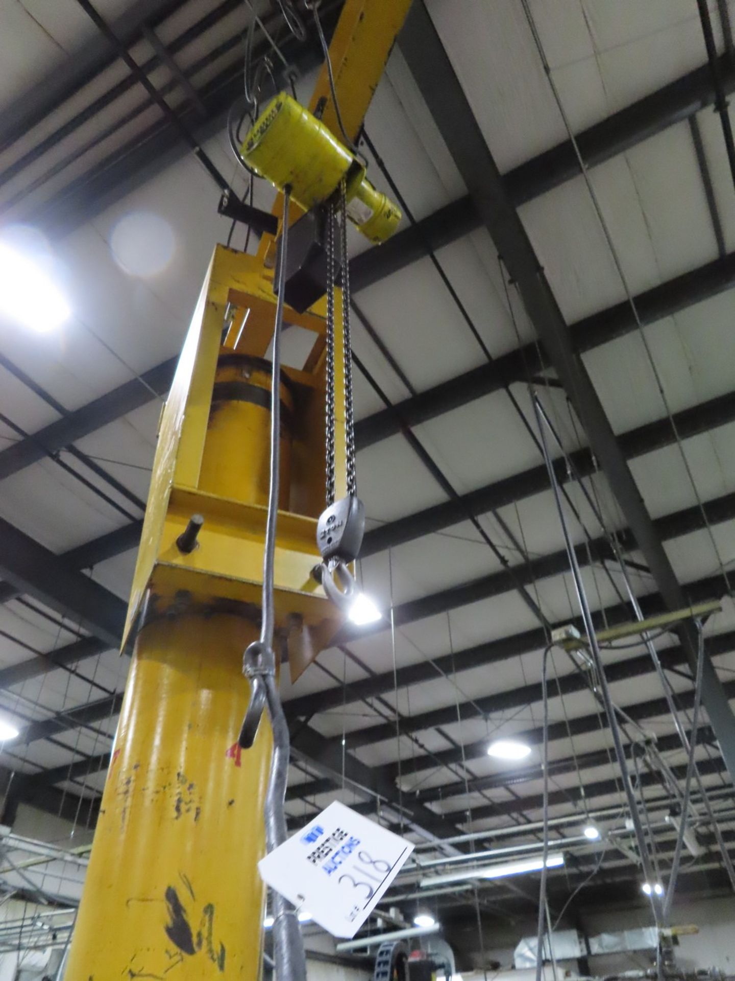 Spanco 2 Ton Capacity 360° Free Standing Jib Crane, w/ Budgit 2 ton electric hoist